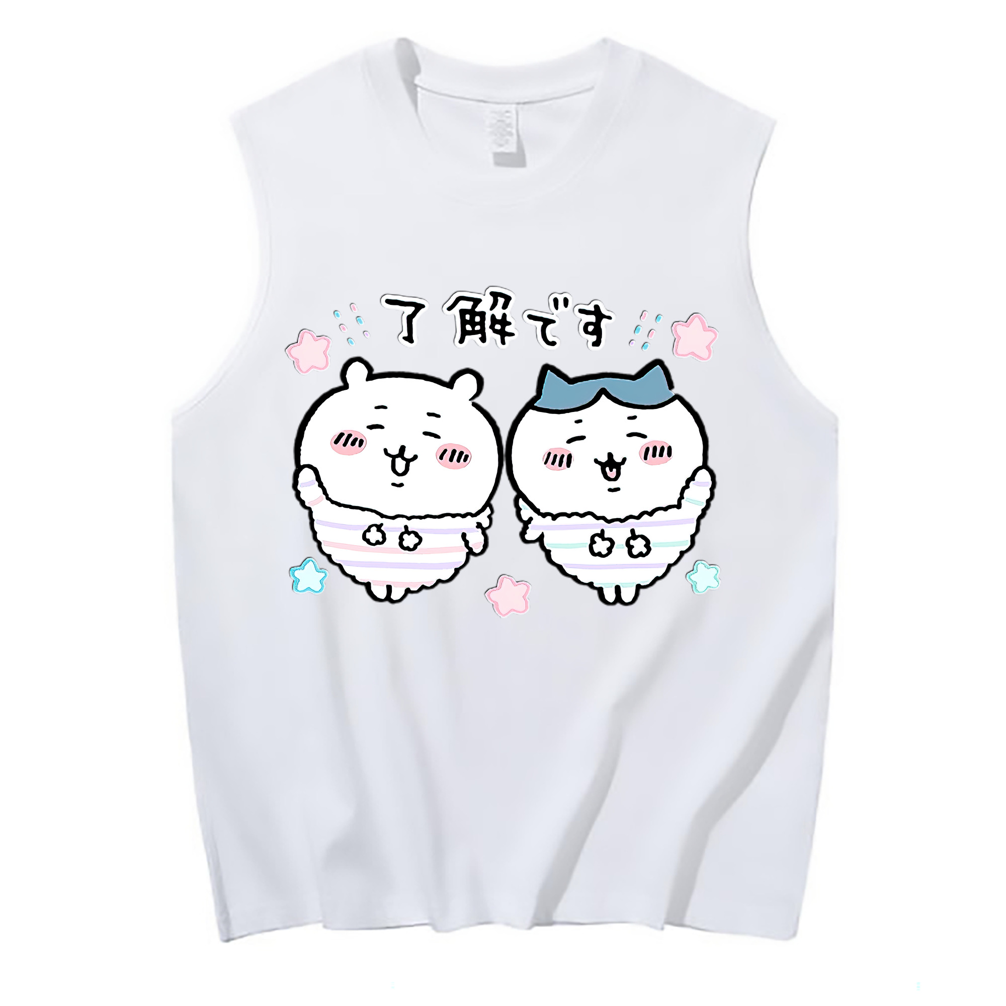 （画像用） ちいかわ ハチワレ Chii-kawa hachiware コットン100％タンクトップ（フロントプリント）