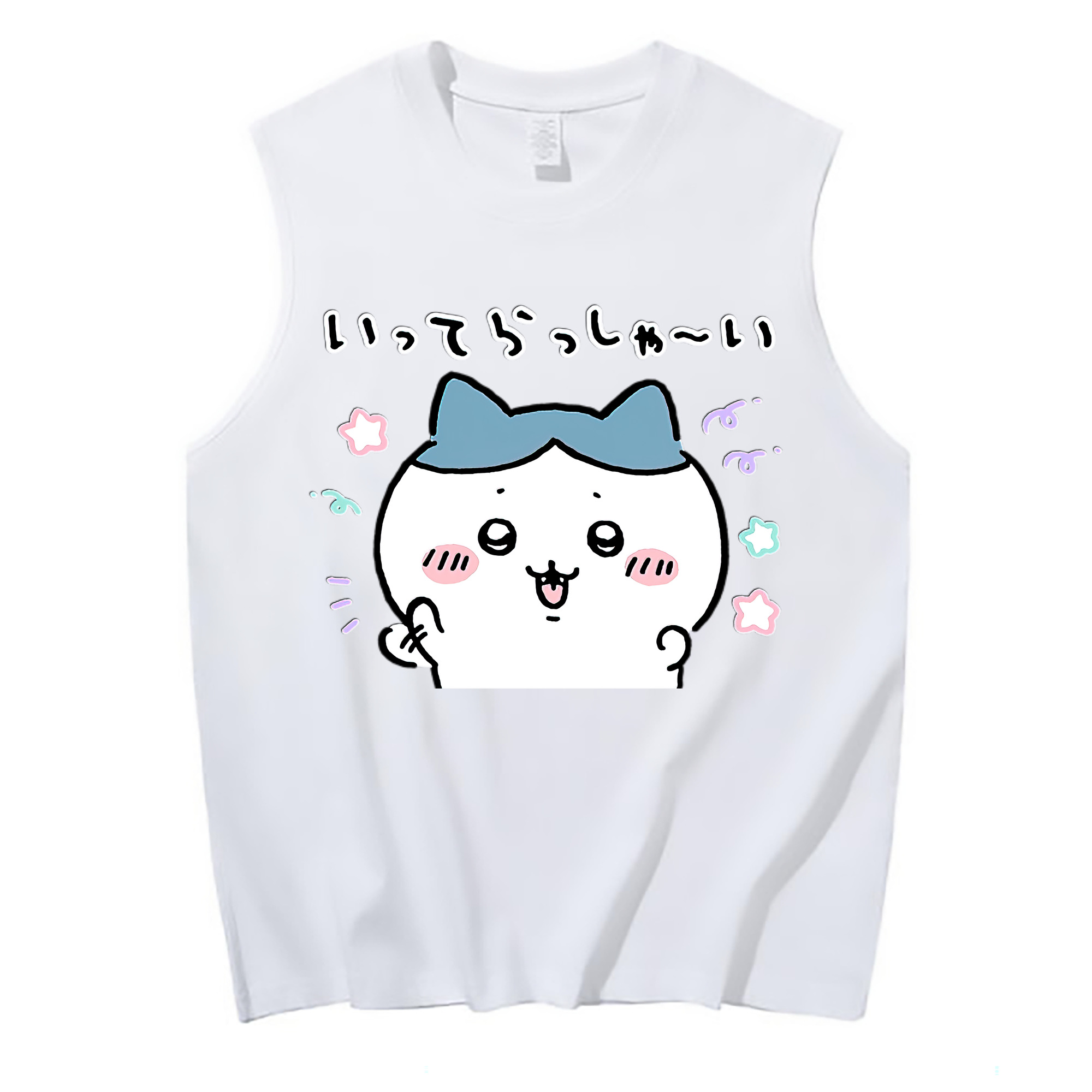 （画像用） ちいかわ ハチワレ Chii-kawa hachiware コットン100％タンクトップ（フロントプリント）