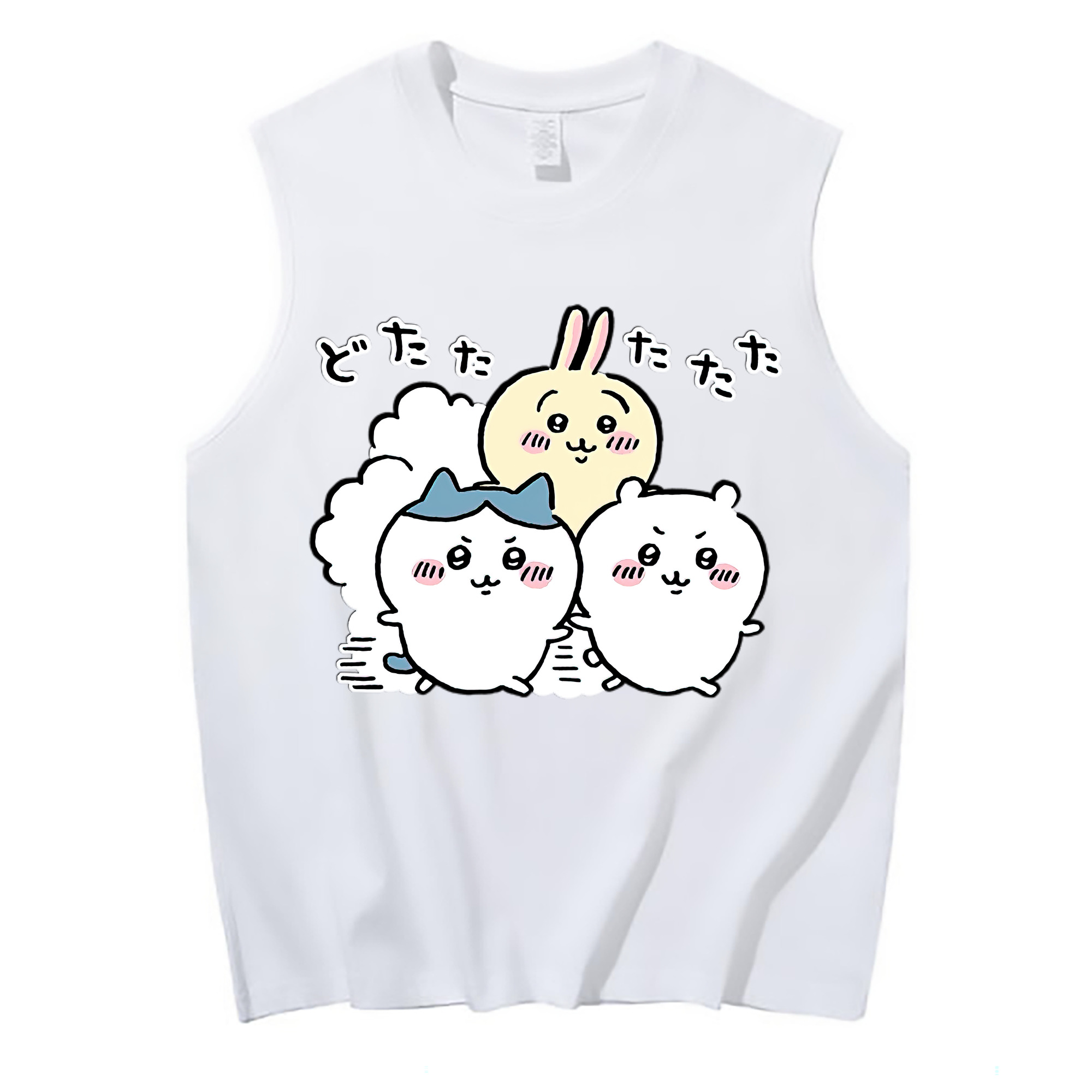 （画像用） ちいかわ ハチワレ Chii-kawa hachiware コットン100％タンクトップ（フロントプリント）