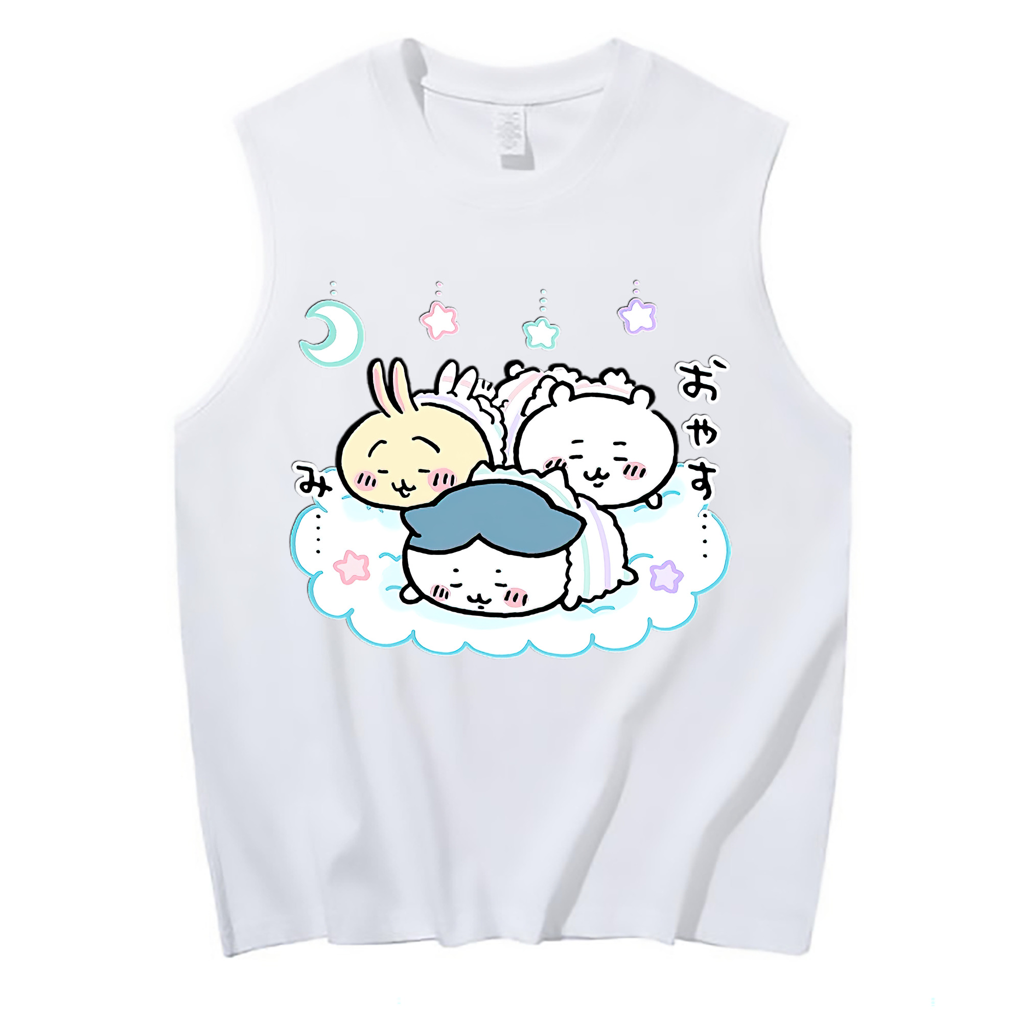 （画像用） ちいかわ ハチワレ Chii-kawa hachiware コットン100％タンクトップ（フロントプリント）