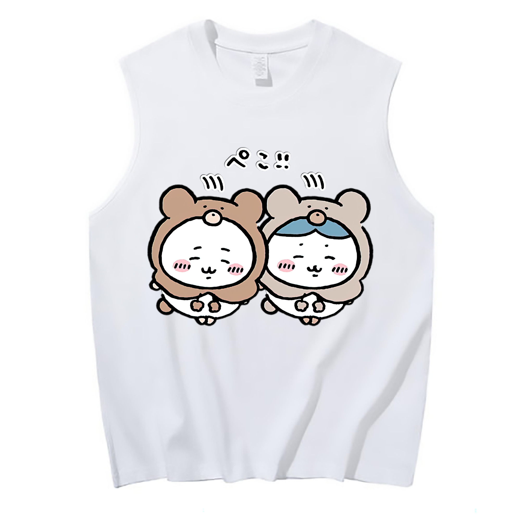 （画像用） ちいかわ ハチワレ Chii-kawa hachiware コットン100％タンクトップ（フロントプリント）