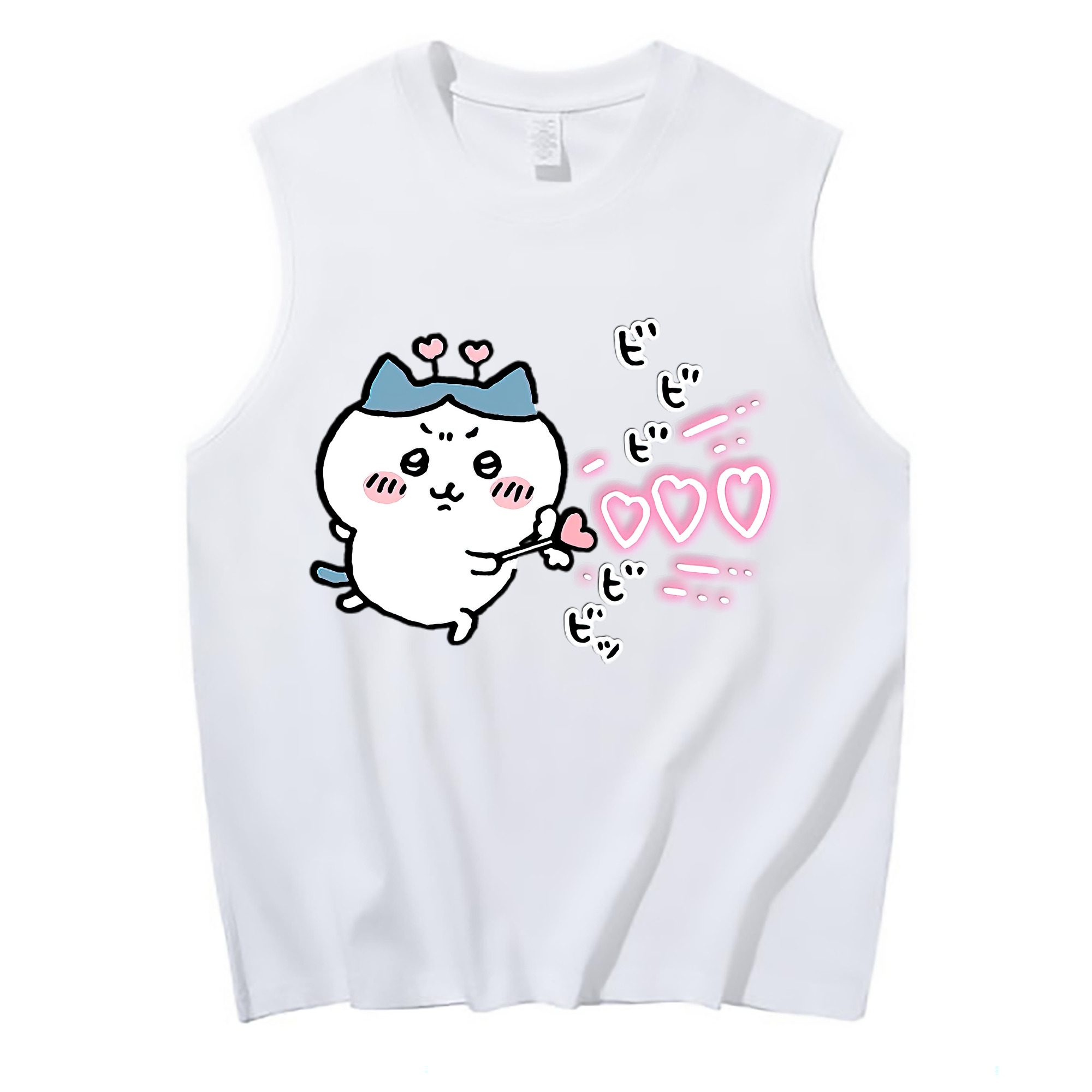 （画像用） ちいかわ ハチワレ Chii-kawa hachiware コットン100％タンクトップ（フロントプリント）