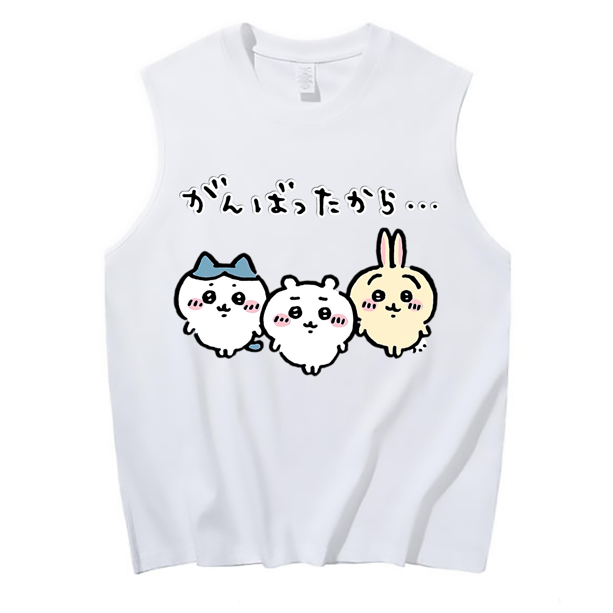 （画像用） ちいかわ ハチワレ Chii-kawa hachiware コットン100％タンクトップ（フロントプリント）