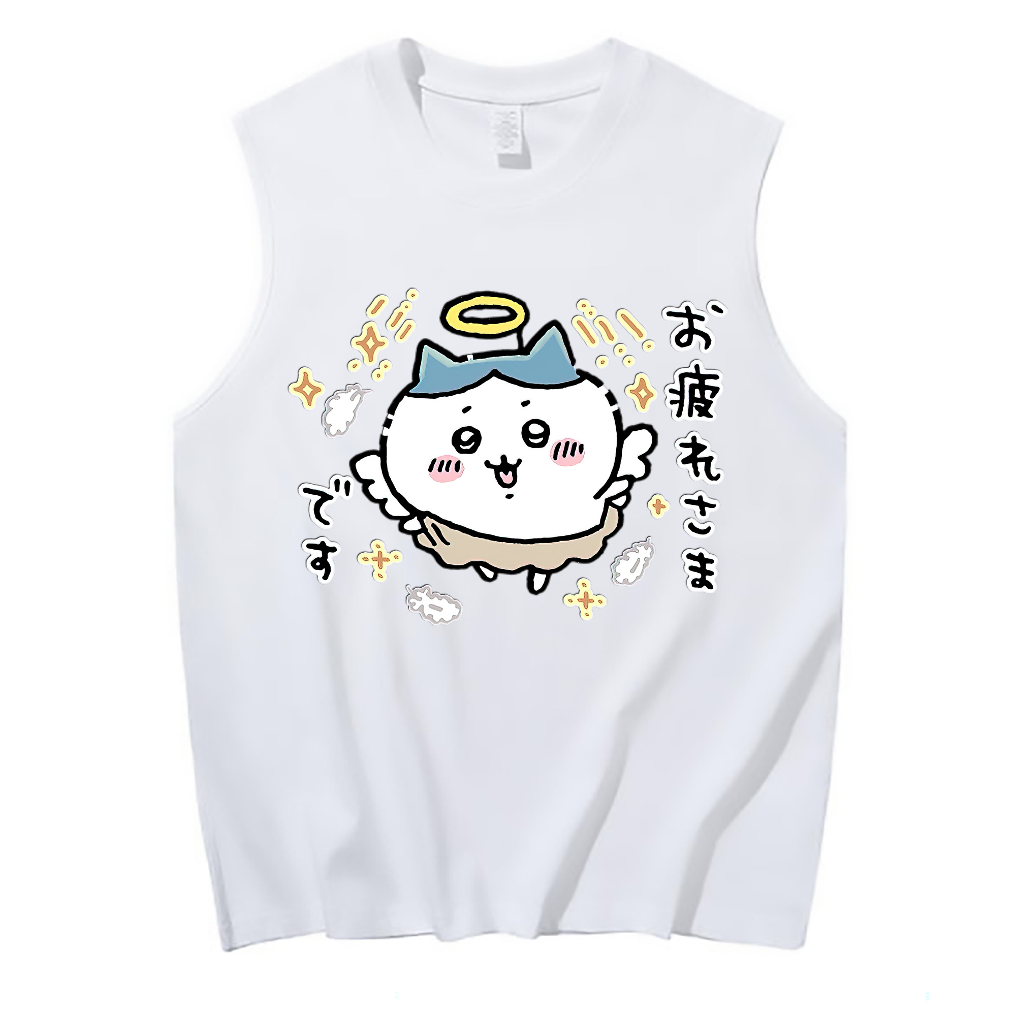 （画像用） ちいかわ ハチワレ Chii-kawa hachiware コットン100％タンクトップ（フロントプリント）