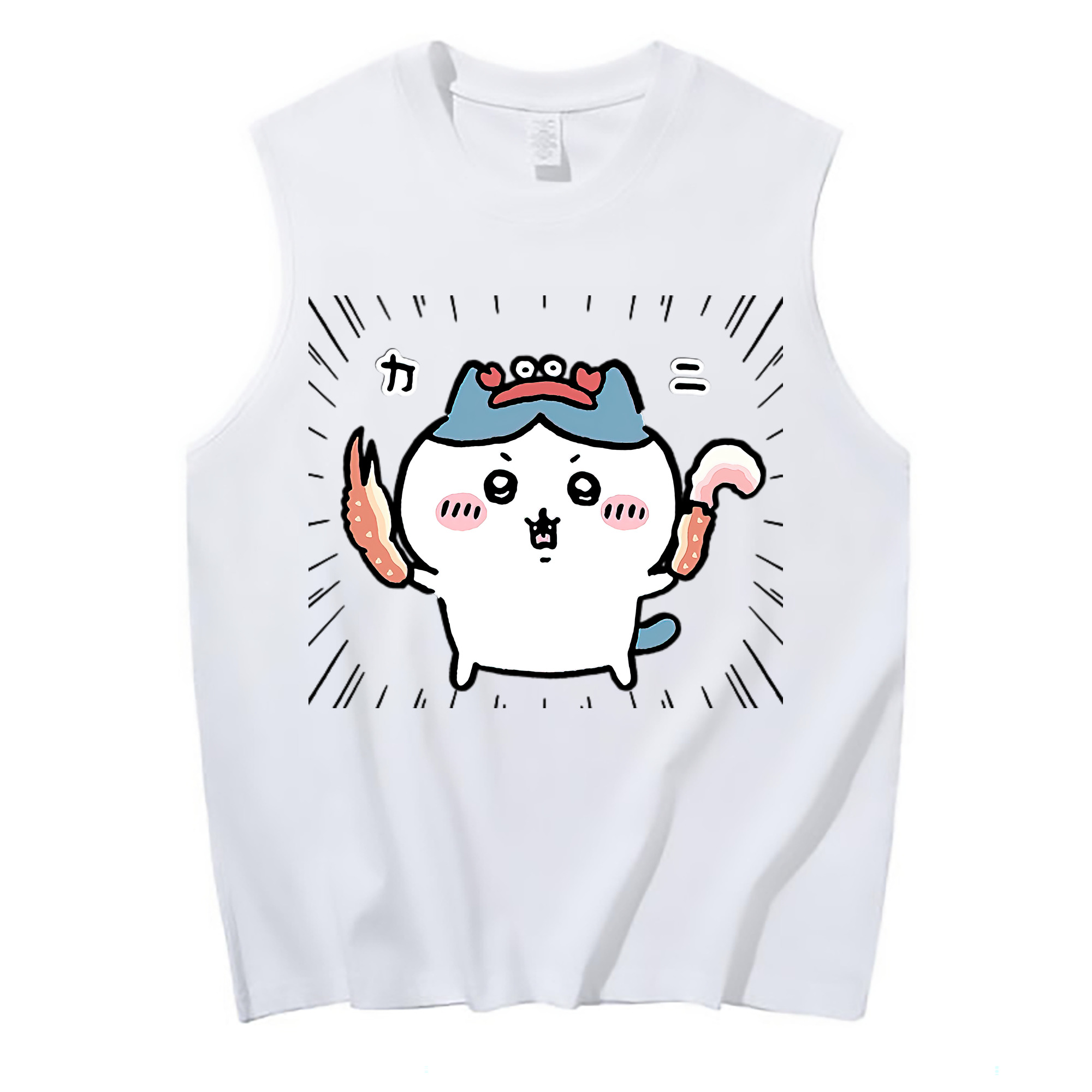 （画像用） ちいかわ ハチワレ Chii-kawa hachiware コットン100％タンクトップ（フロントプリント）