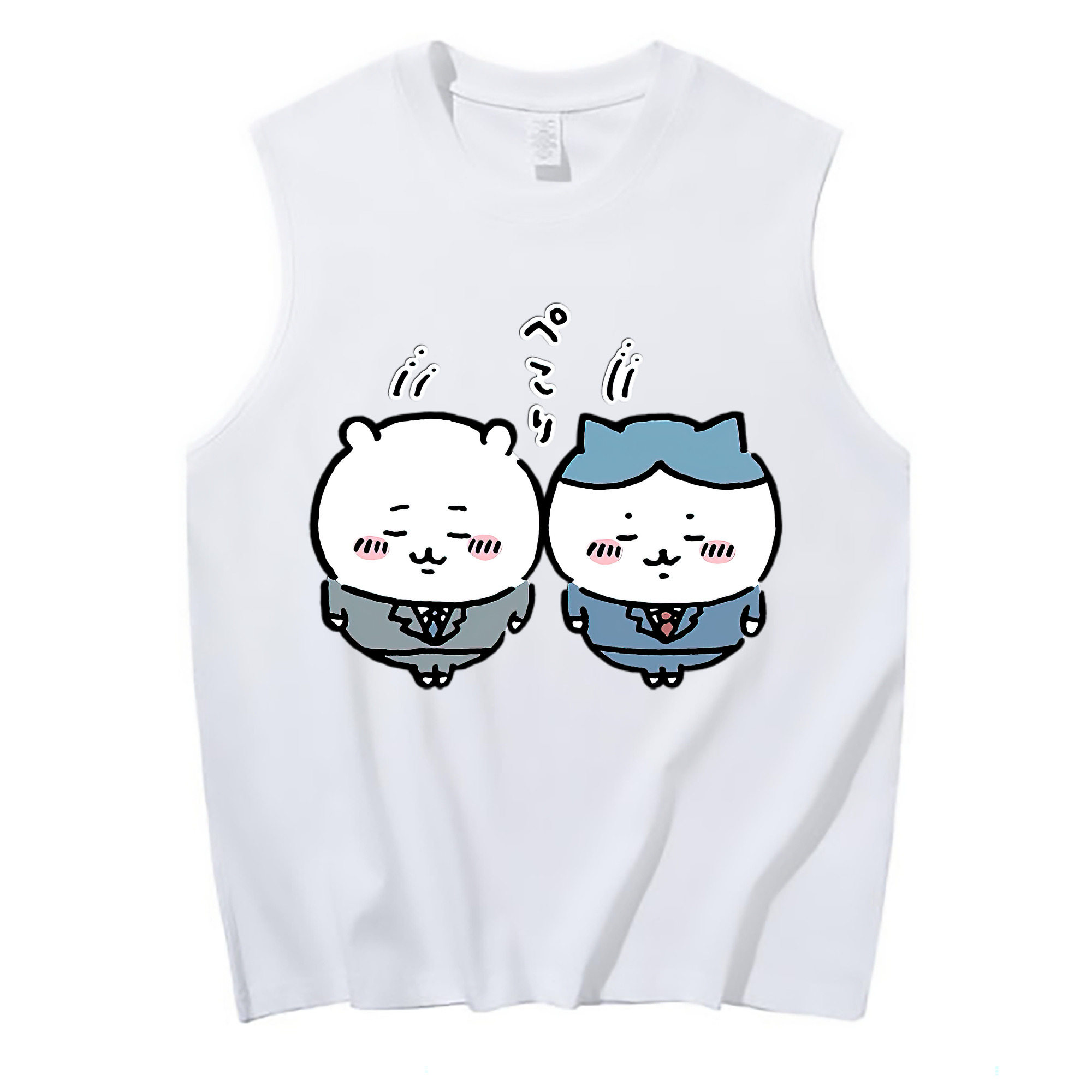 （画像用） ちいかわ ハチワレ Chii-kawa hachiware コットン100％タンクトップ（フロントプリント）