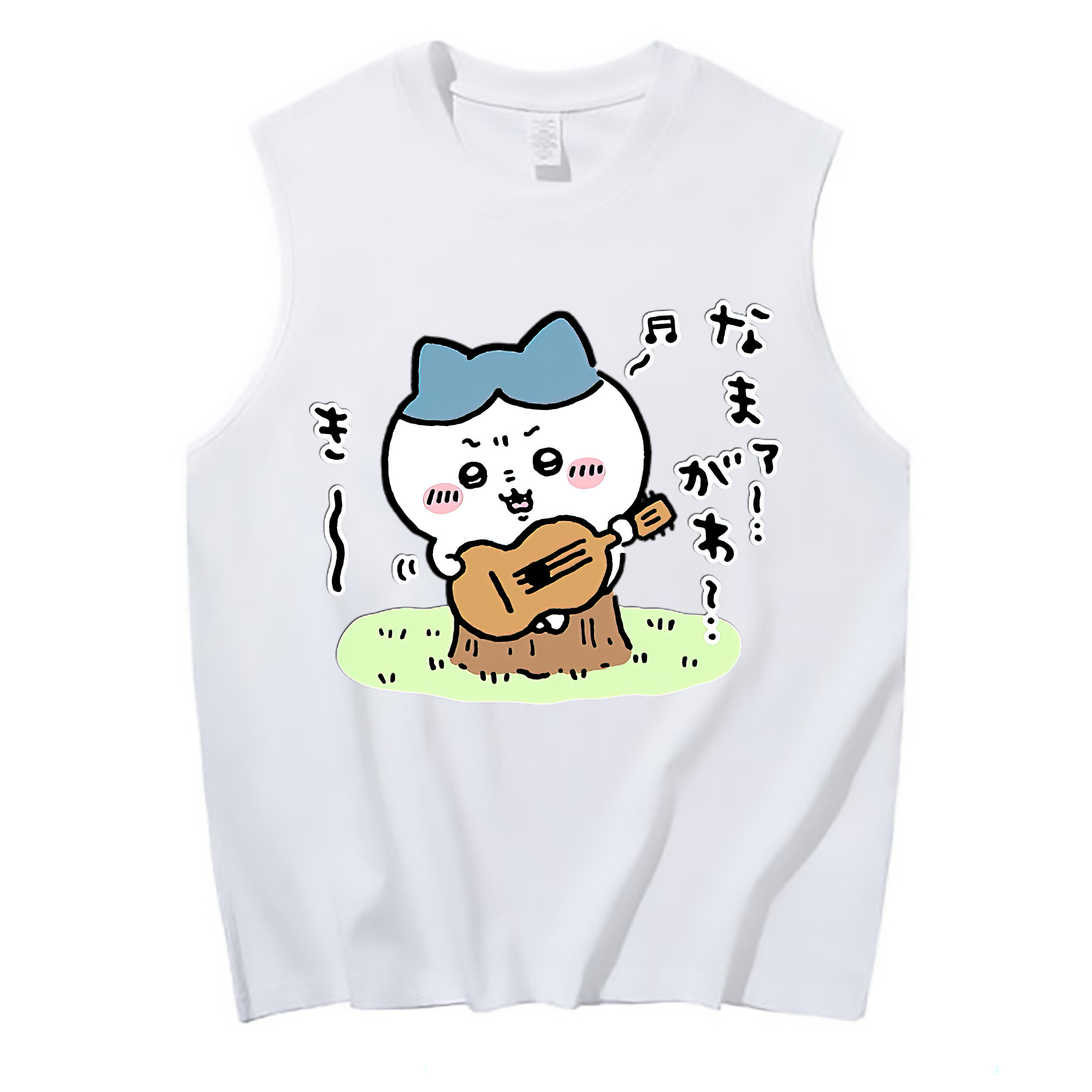 （画像用） ちいかわ ハチワレ Chii-kawa hachiware コットン100％タンクトップ（フロントプリント）