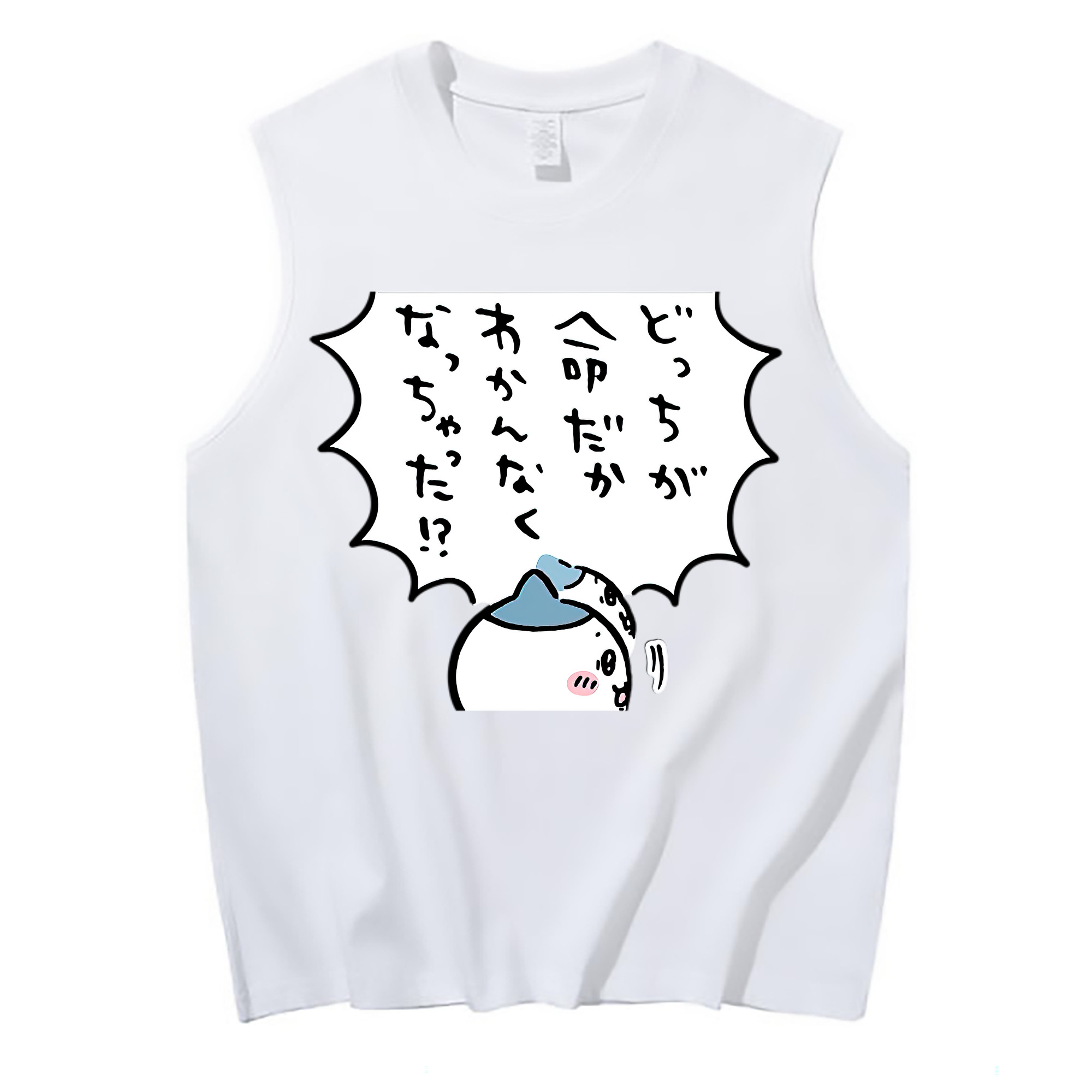 （画像用） ちいかわ ハチワレ Chii-kawa hachiware コットン100％タンクトップ（フロントプリント）
