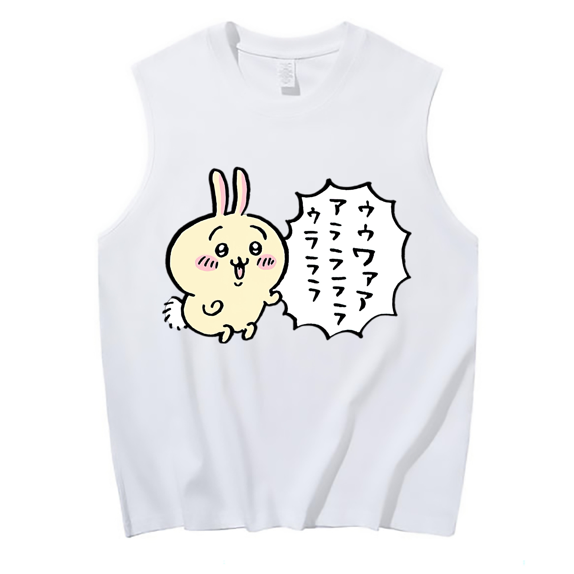 （画像用） ちいかわ うさぎ Chii-kawa usagi コットン100％タンクトップ（フロントプリント）