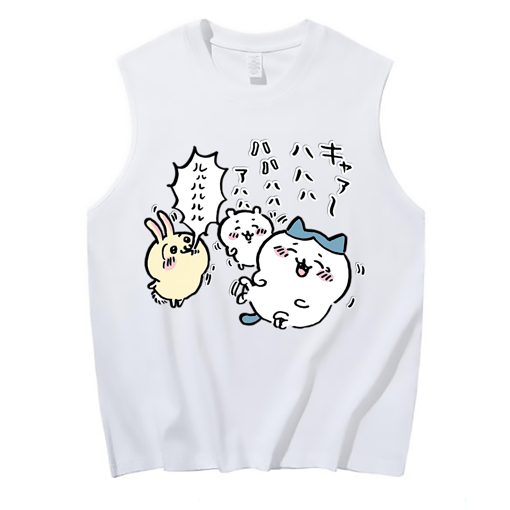 （画像用） ちいかわ うさぎ Chii-kawa usagi コットン100％タンクトップ（フロントプリント）