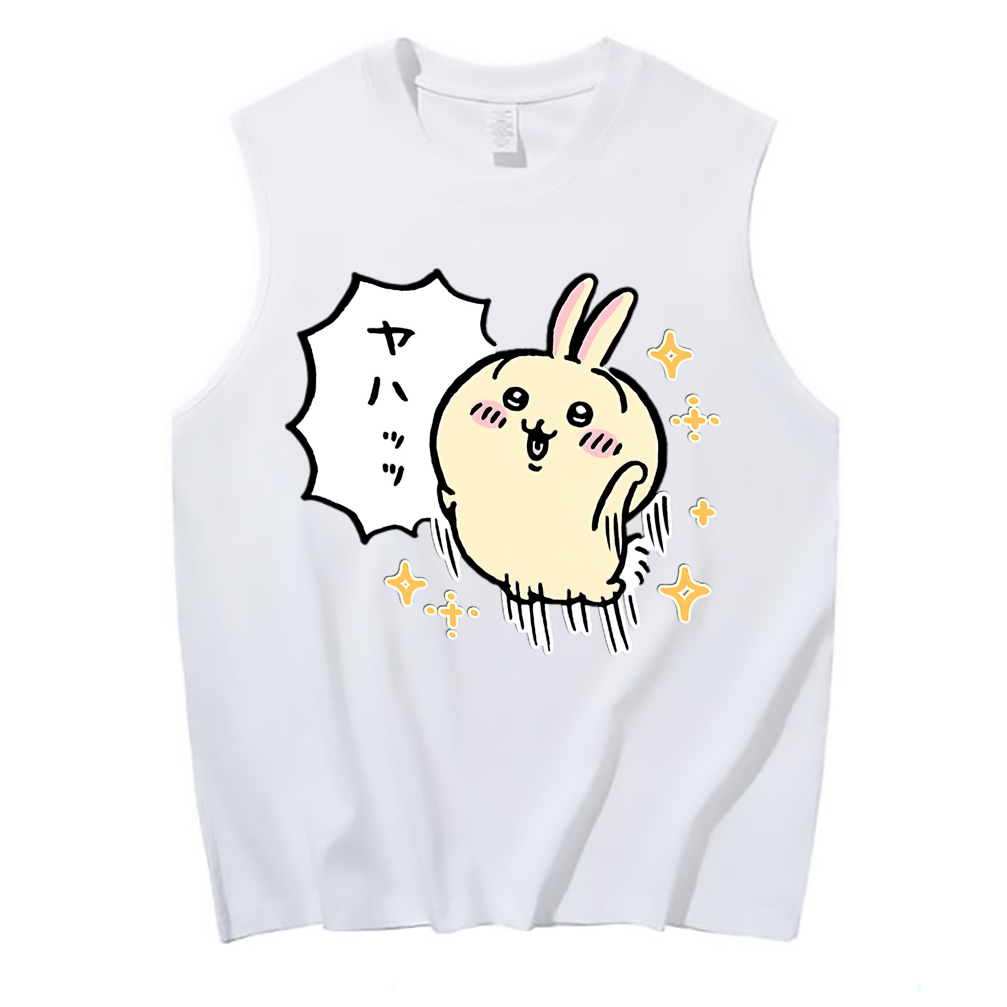 （画像用） ちいかわ うさぎ Chii-kawa usagi コットン100％タンクトップ（フロントプリント）
