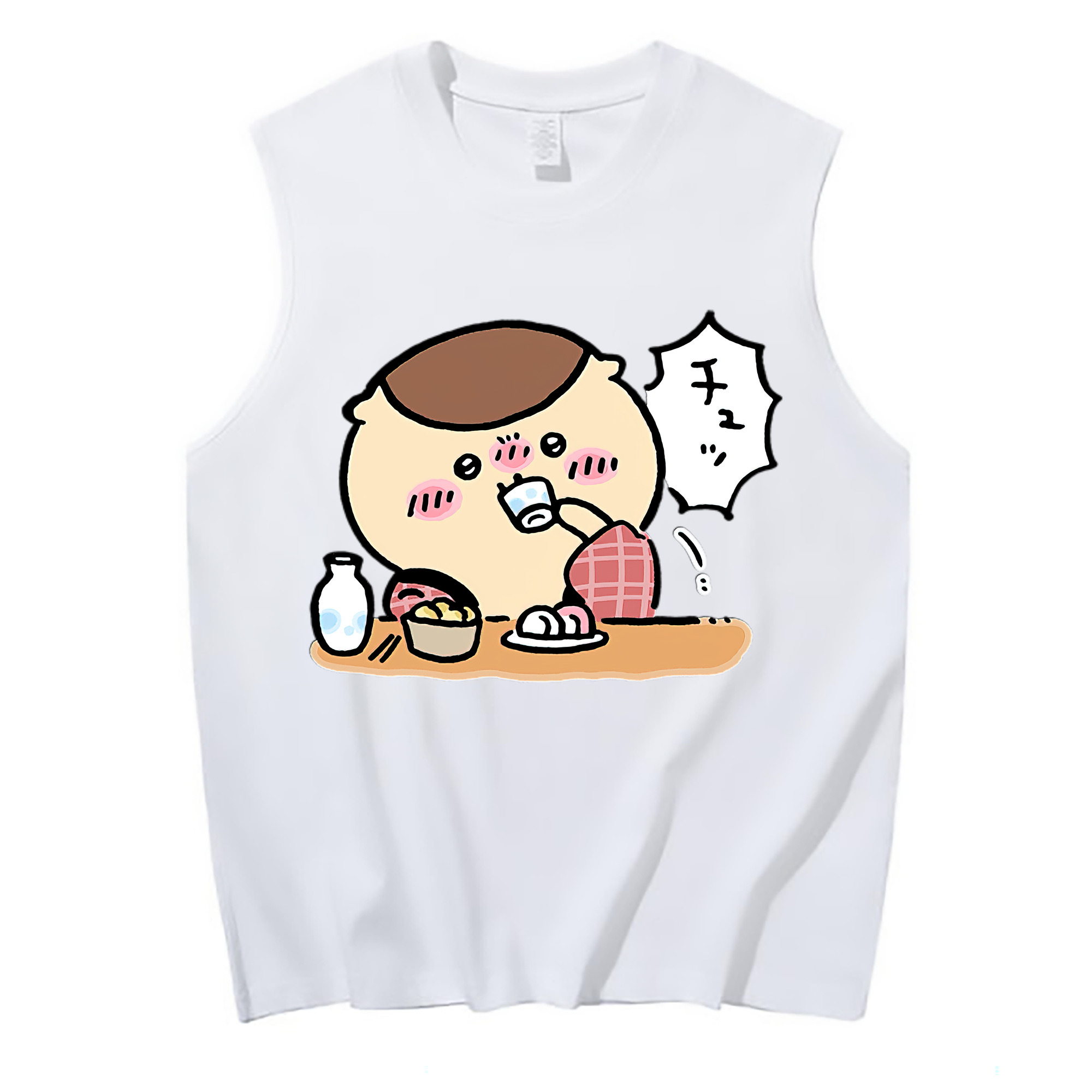 （画像用） ちいかわ くりまんじゅう Chii-kawa kuri manjū コットン100％タンクトップ（フロントプリント）