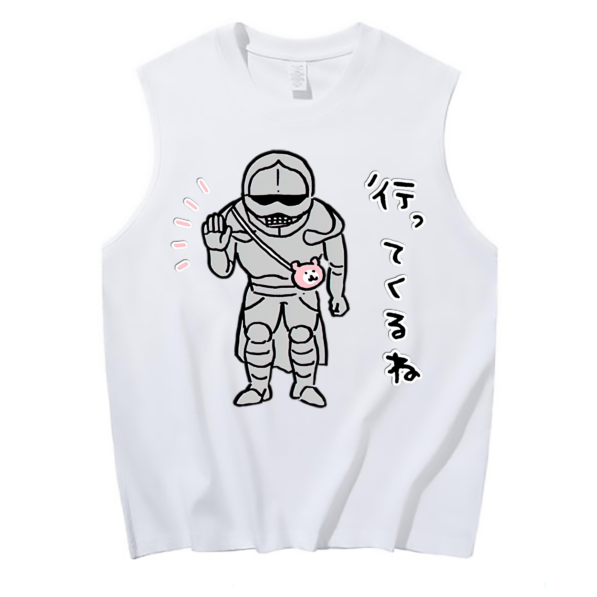 （画像用） ちいかわ 労働の鎧さん Chii-kawa Mr. Armor of Labor コットン100％タンクトップ（フロントプリント）