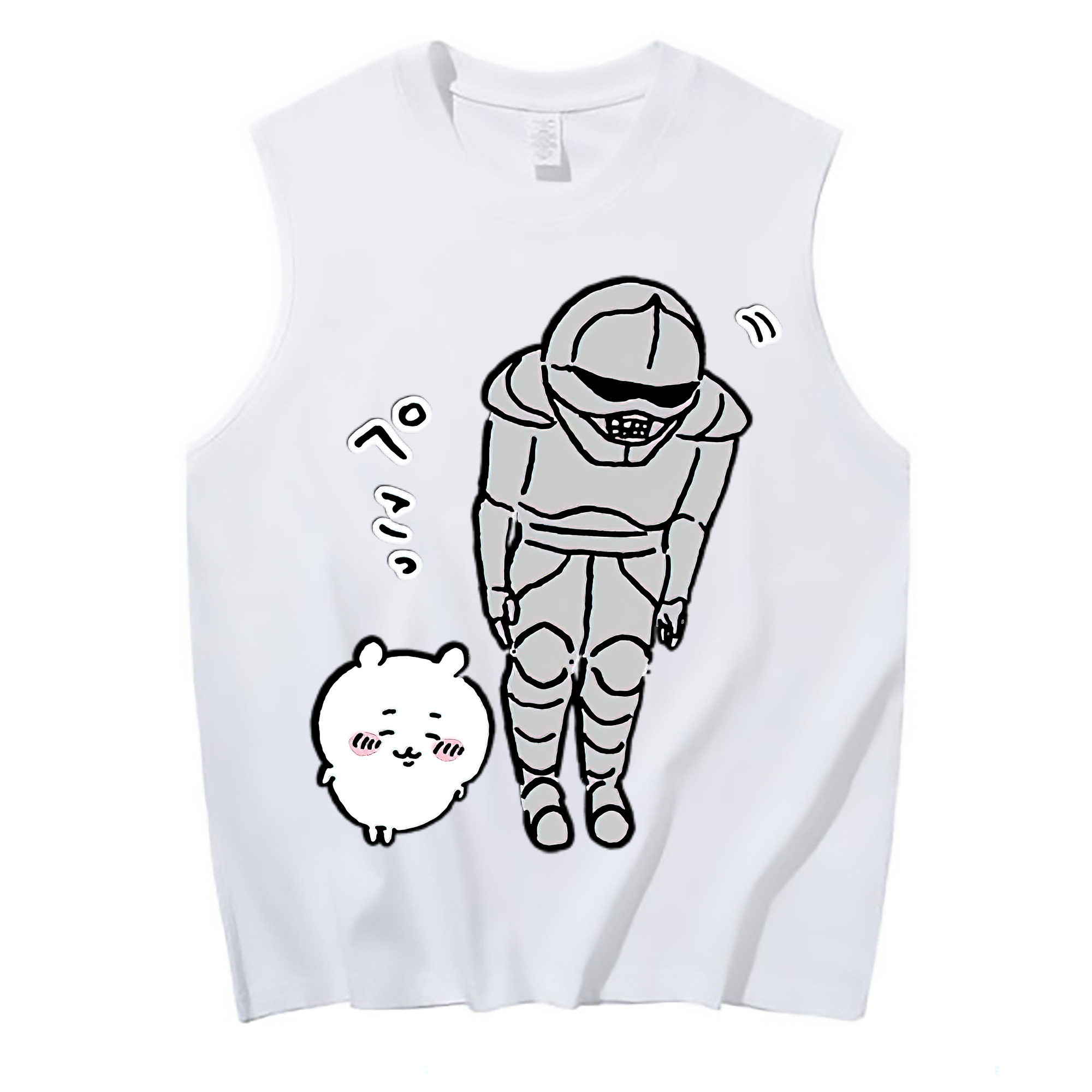 （画像用） ちいかわ 労働の鎧さん Chii-kawa Mr. Armor of Labor コットン100％タンクトップ（フロントプリント）