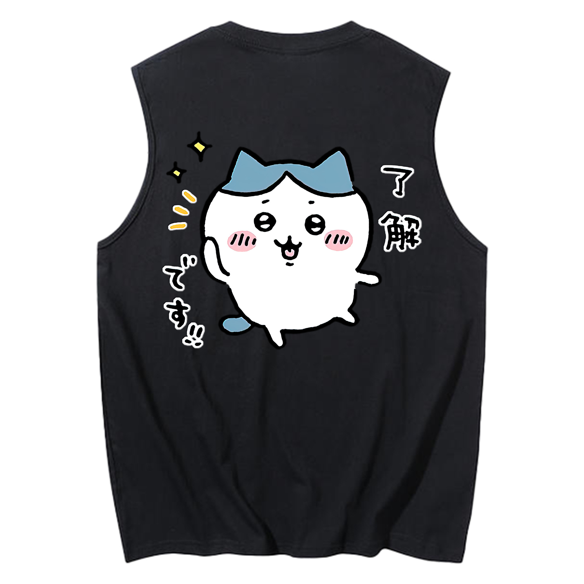 （画像用） ちいかわ ハチワレ Chii-kawa hachiware コットン100％タンクトップ（背面プリント）
