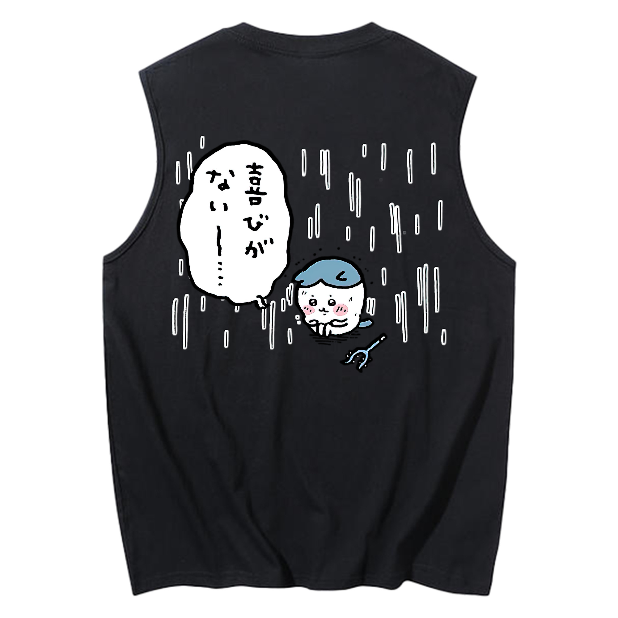 （画像用） ちいかわ ハチワレ Chii-kawa hachiware コットン100％タンクトップ（背面プリント）