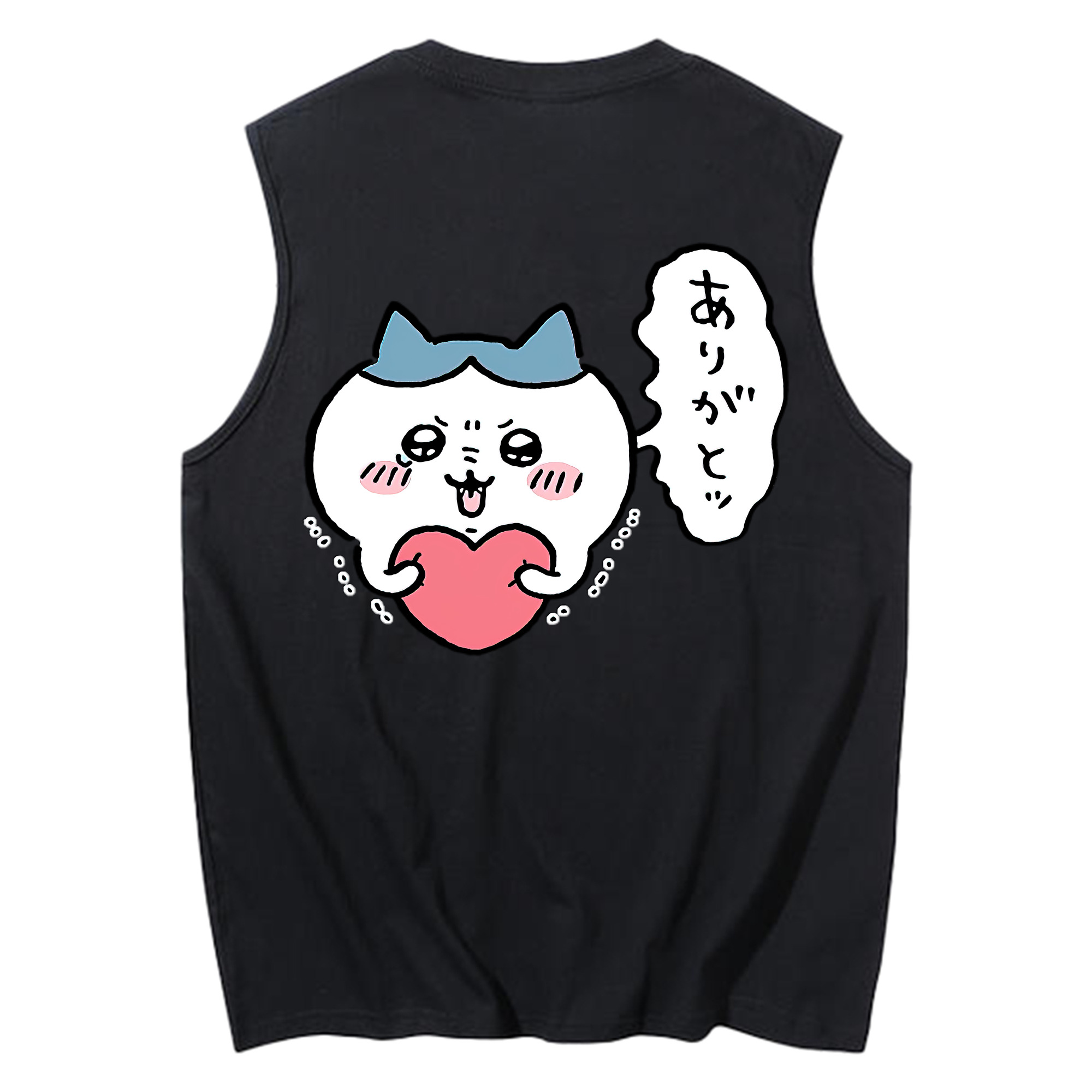 （画像用） ちいかわ ハチワレ Chii-kawa hachiware コットン100％タンクトップ（背面プリント）