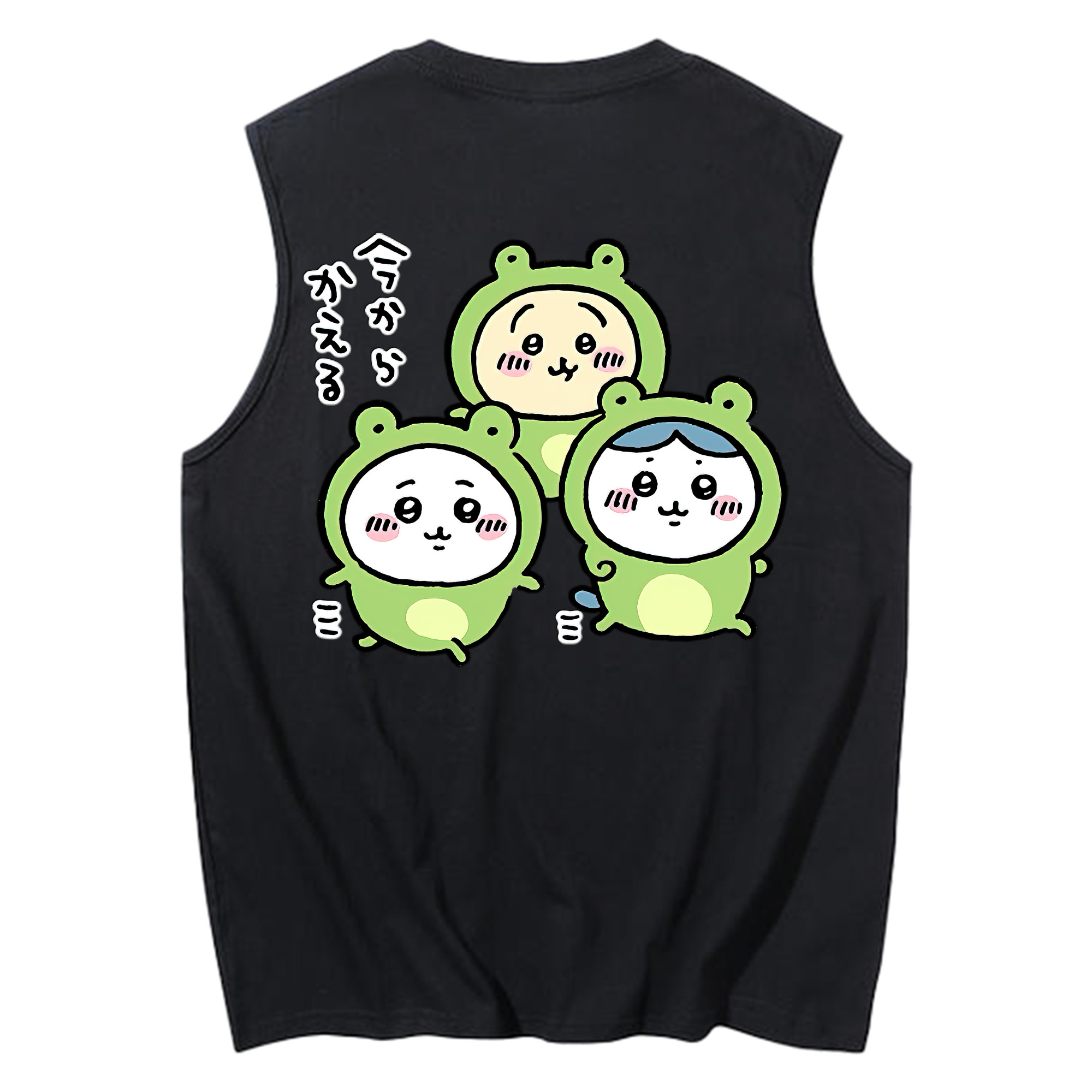 （画像用） ちいかわ ハチワレ Chii-kawa hachiware コットン100％タンクトップ（背面プリント）