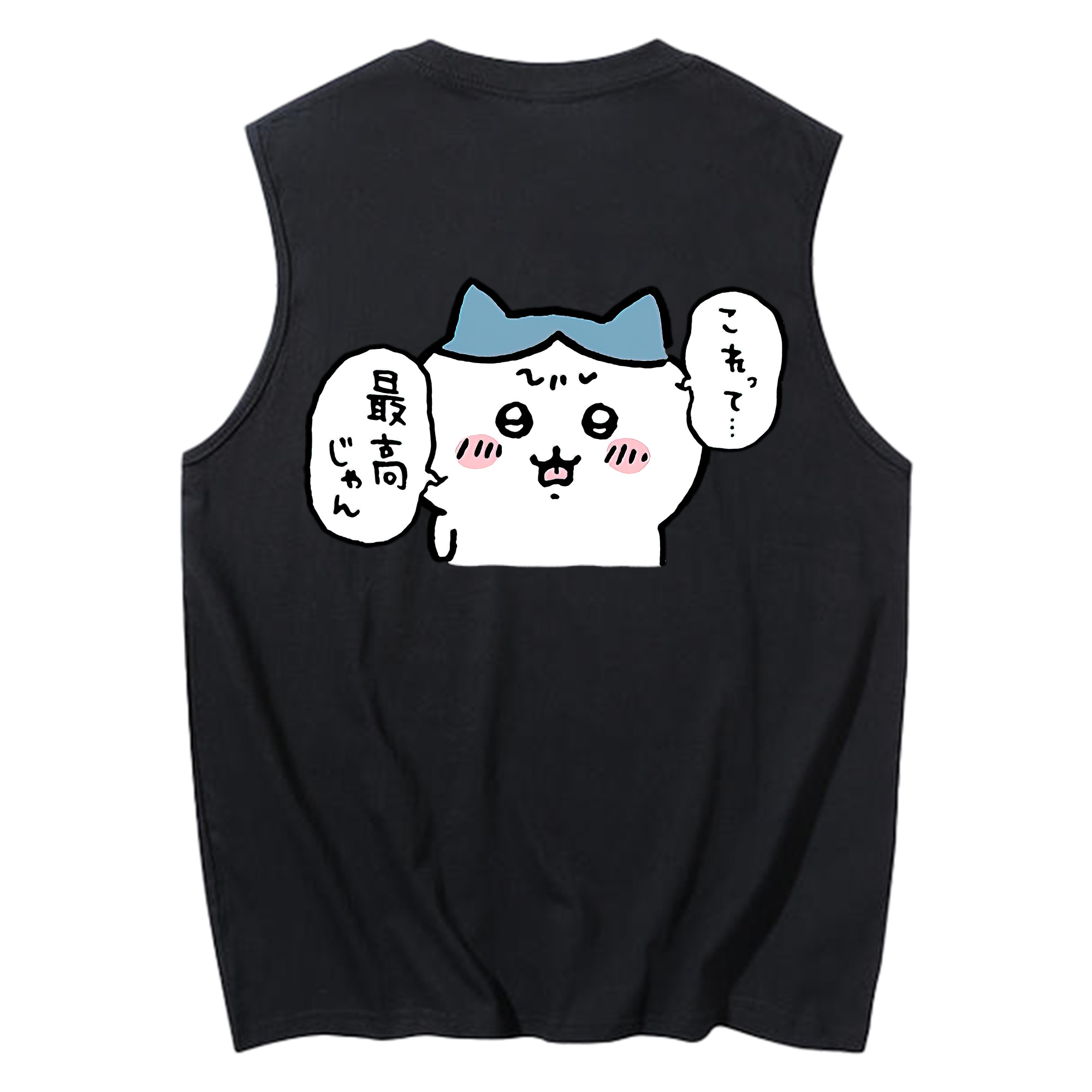 （画像用） ちいかわ ハチワレ Chii-kawa hachiware コットン100％タンクトップ（背面プリント）