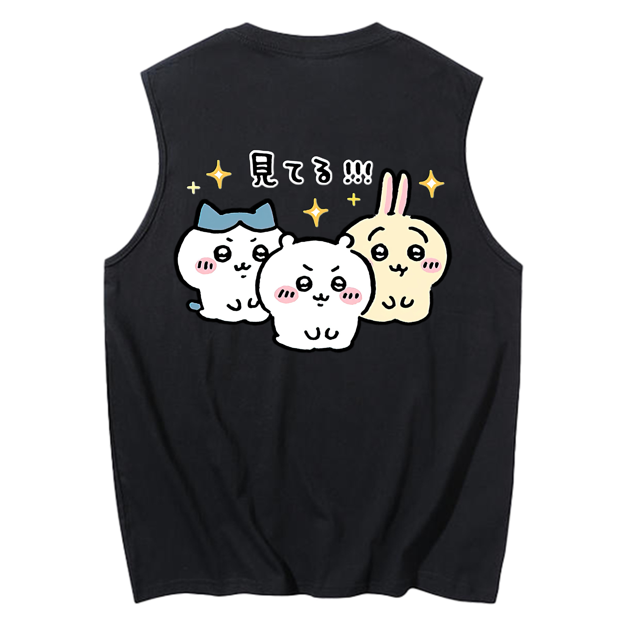 （画像用） ちいかわ ハチワレ Chii-kawa hachiware コットン100％タンクトップ（背面プリント）