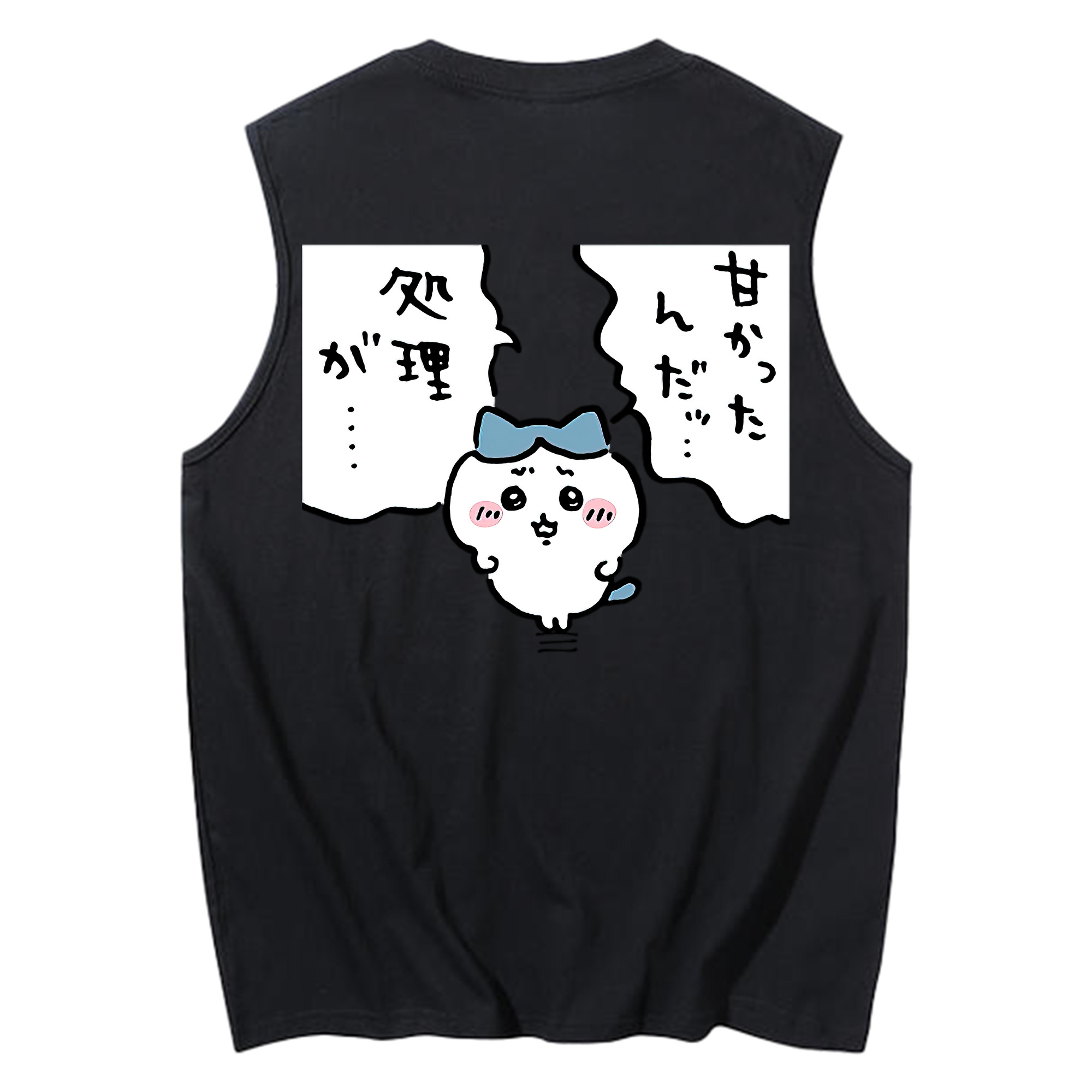 （画像用） ちいかわ ハチワレ Chii-kawa hachiware コットン100％タンクトップ（背面プリント）