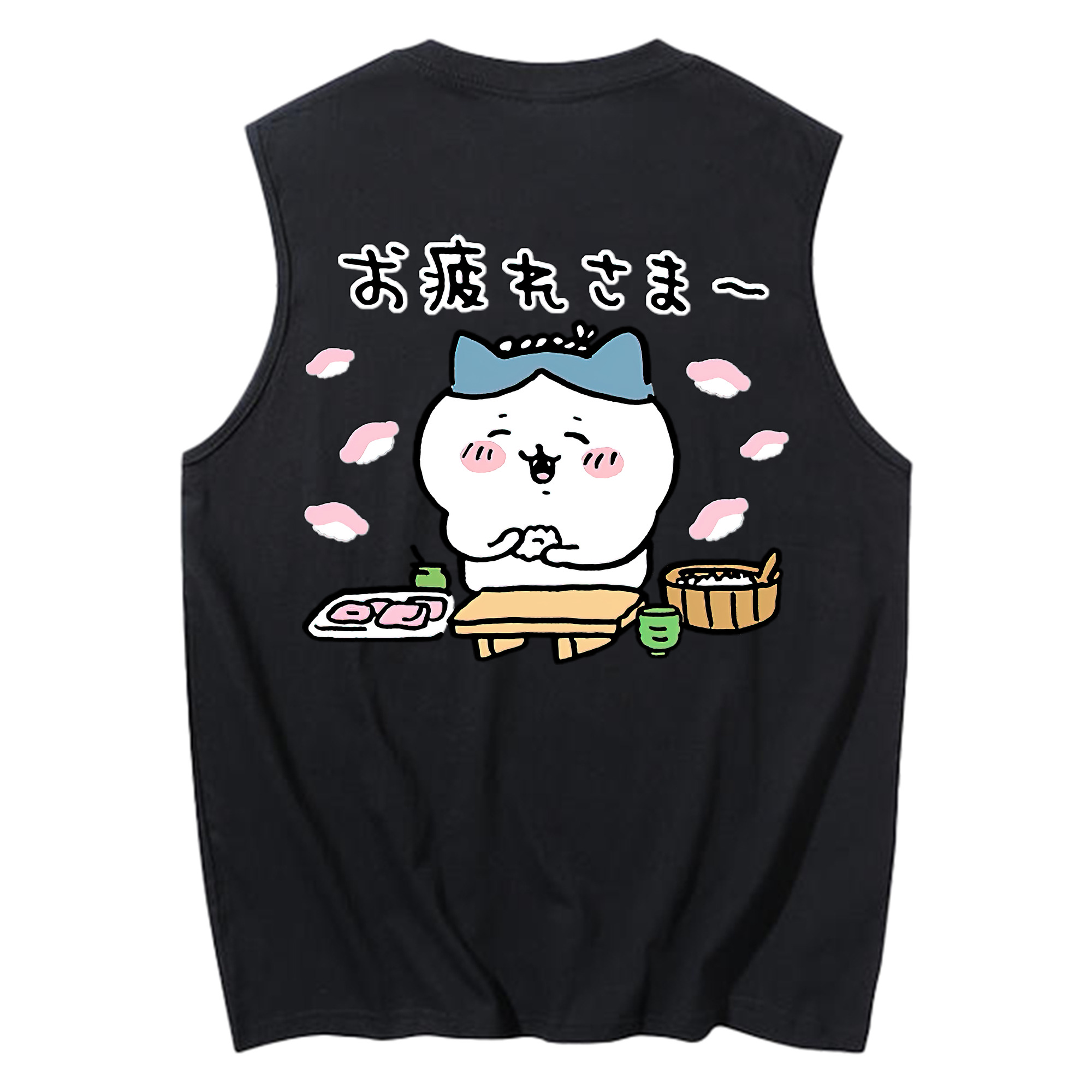 （画像用） ちいかわ ハチワレ Chii-kawa hachiware コットン100％タンクトップ（背面プリント）