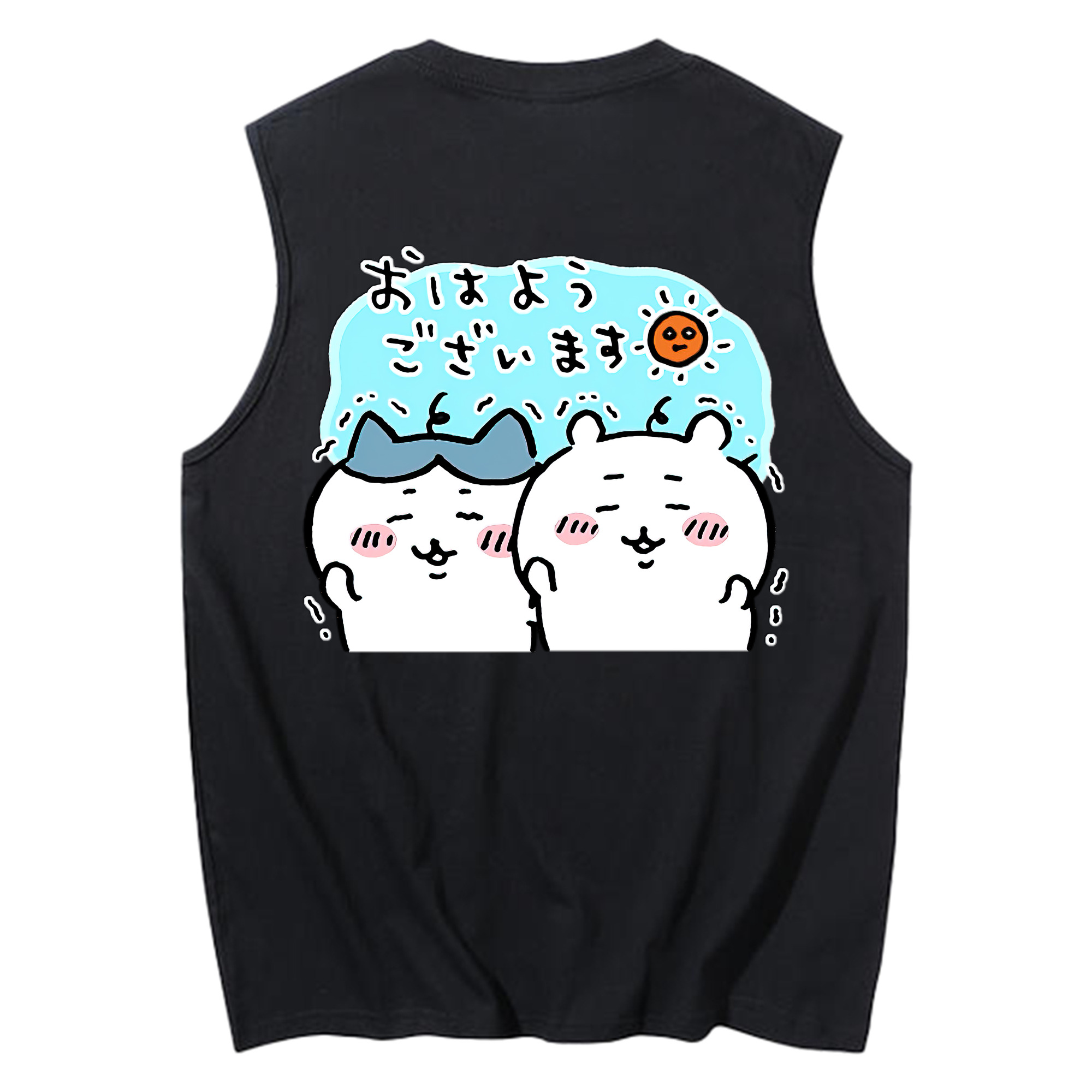 （画像用） ちいかわ ハチワレ Chii-kawa hachiware コットン100％タンクトップ（背面プリント）