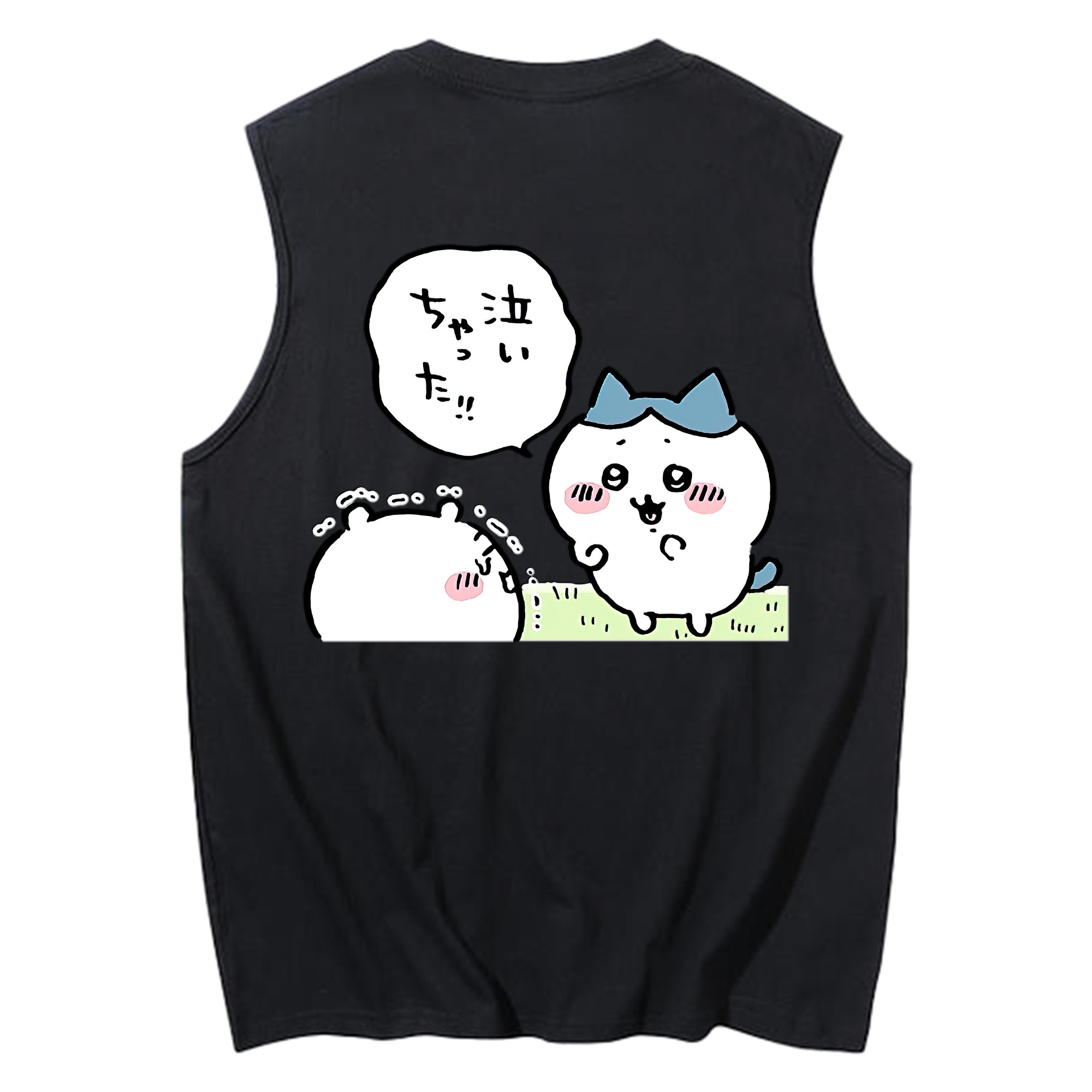 （画像用） ちいかわ ハチワレ Chii-kawa hachiware コットン100％タンクトップ（背面プリント）