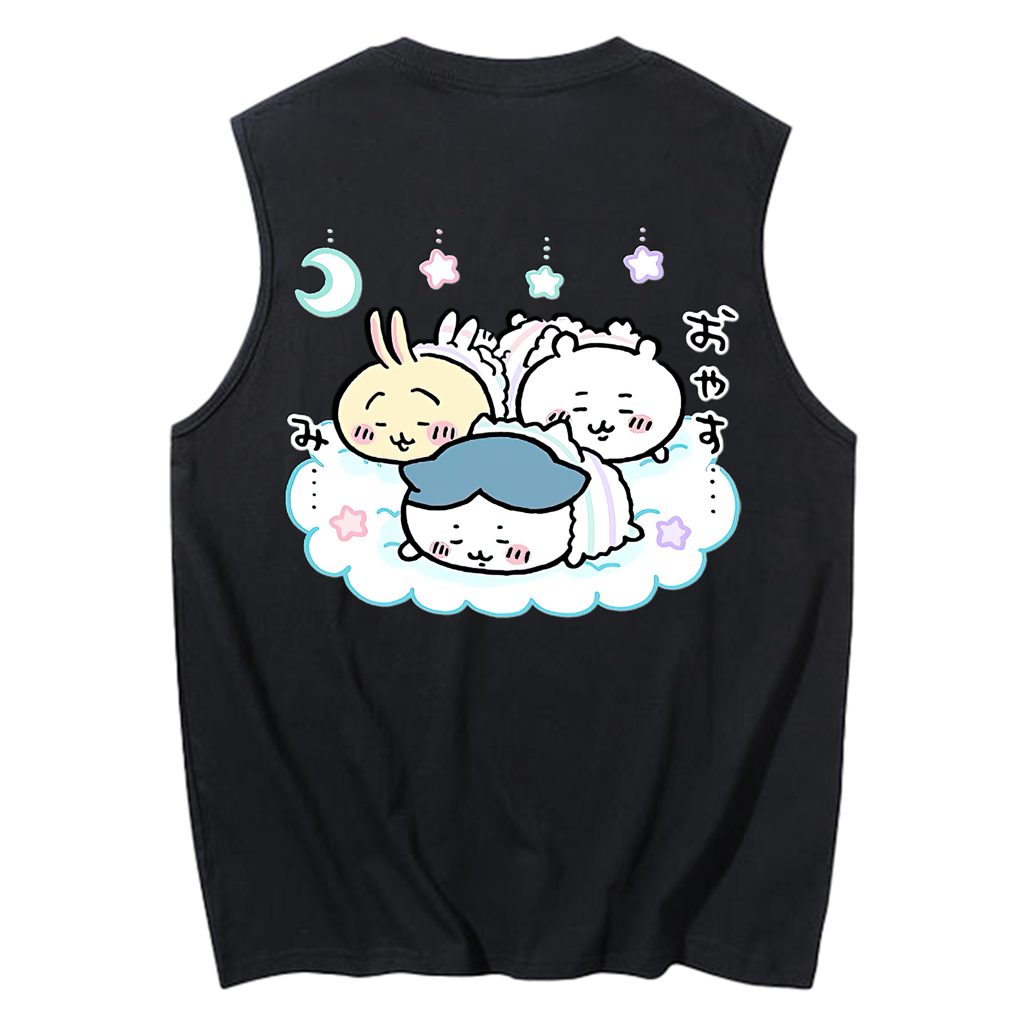（画像用） ちいかわ ハチワレ Chii-kawa hachiware コットン100％タンクトップ（背面プリント）