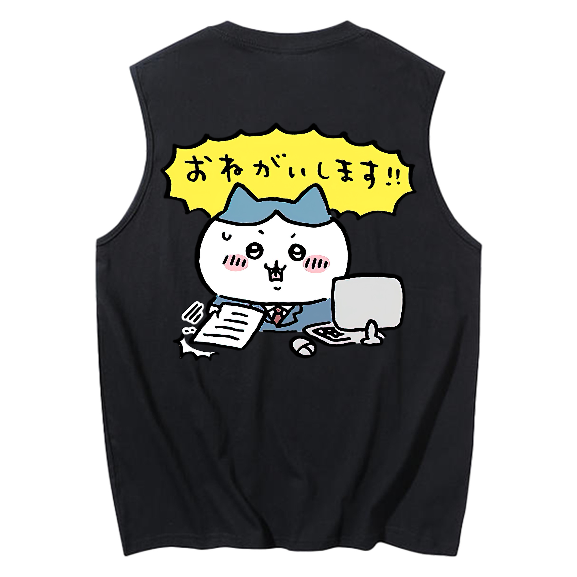（画像用） ちいかわ ハチワレ Chii-kawa hachiware コットン100％タンクトップ（背面プリント）