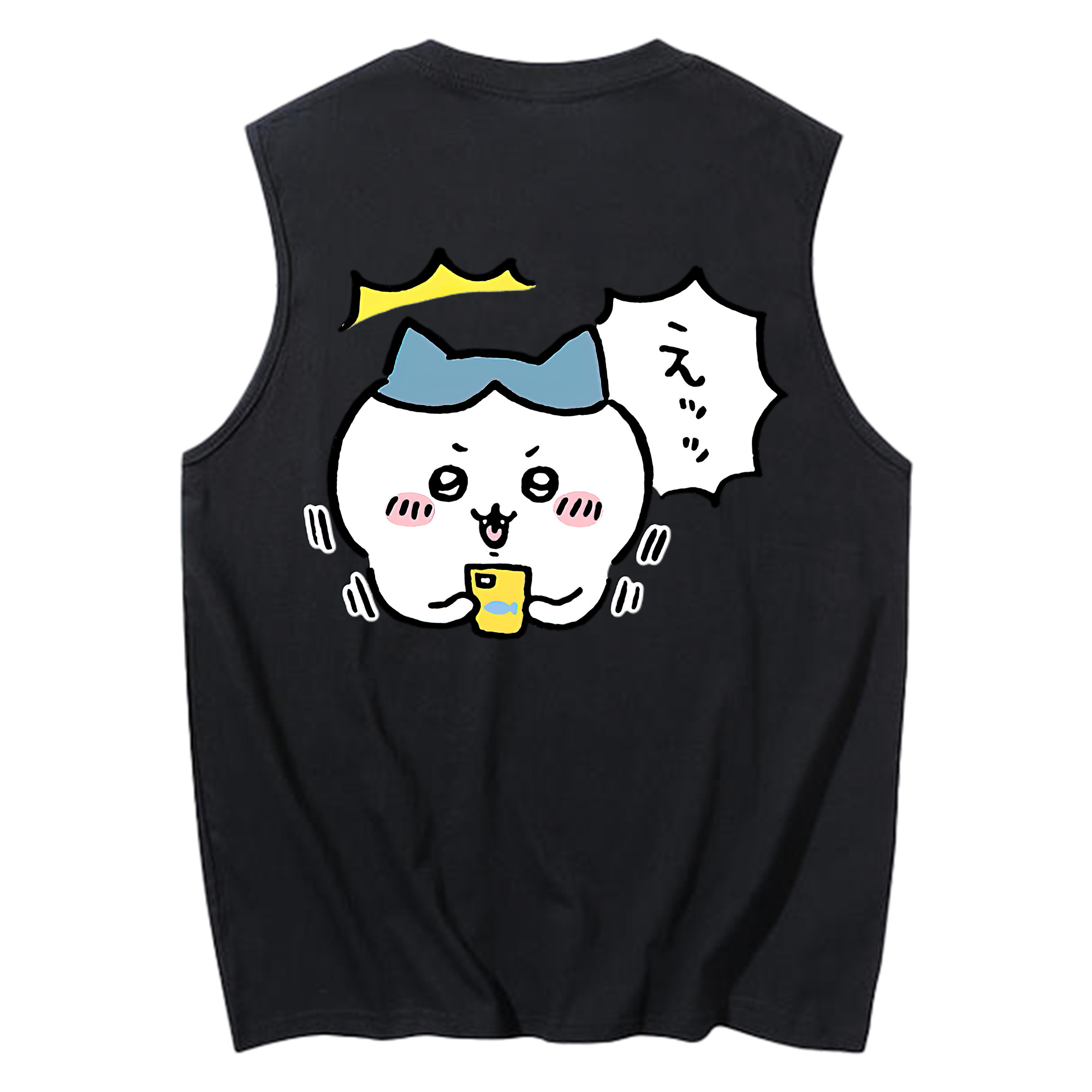 （画像用） ちいかわ ハチワレ Chii-kawa hachiware コットン100％タンクトップ（背面プリント）