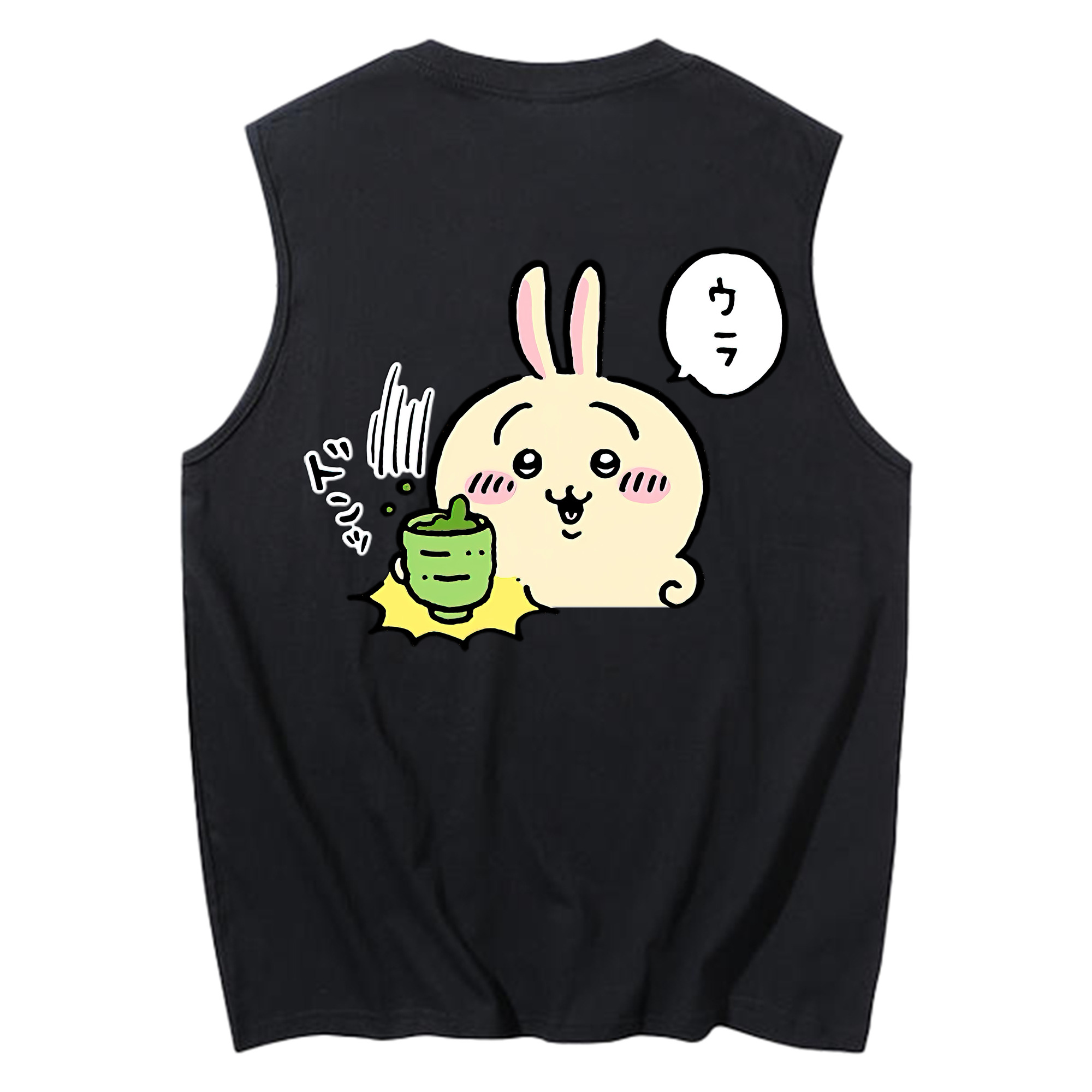 （画像用） ちいかわ うさぎ Chii-kawa usagi コットン100％タンクトップ（背面プリント）