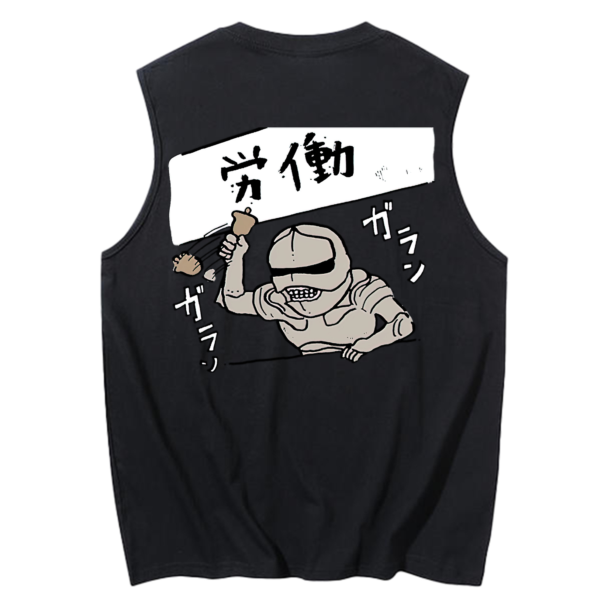 （画像用） ちいかわ 労働の鎧さん Chii-kawa Mr. Armor of Labor コットン100％タンクトップ（背面プリント）