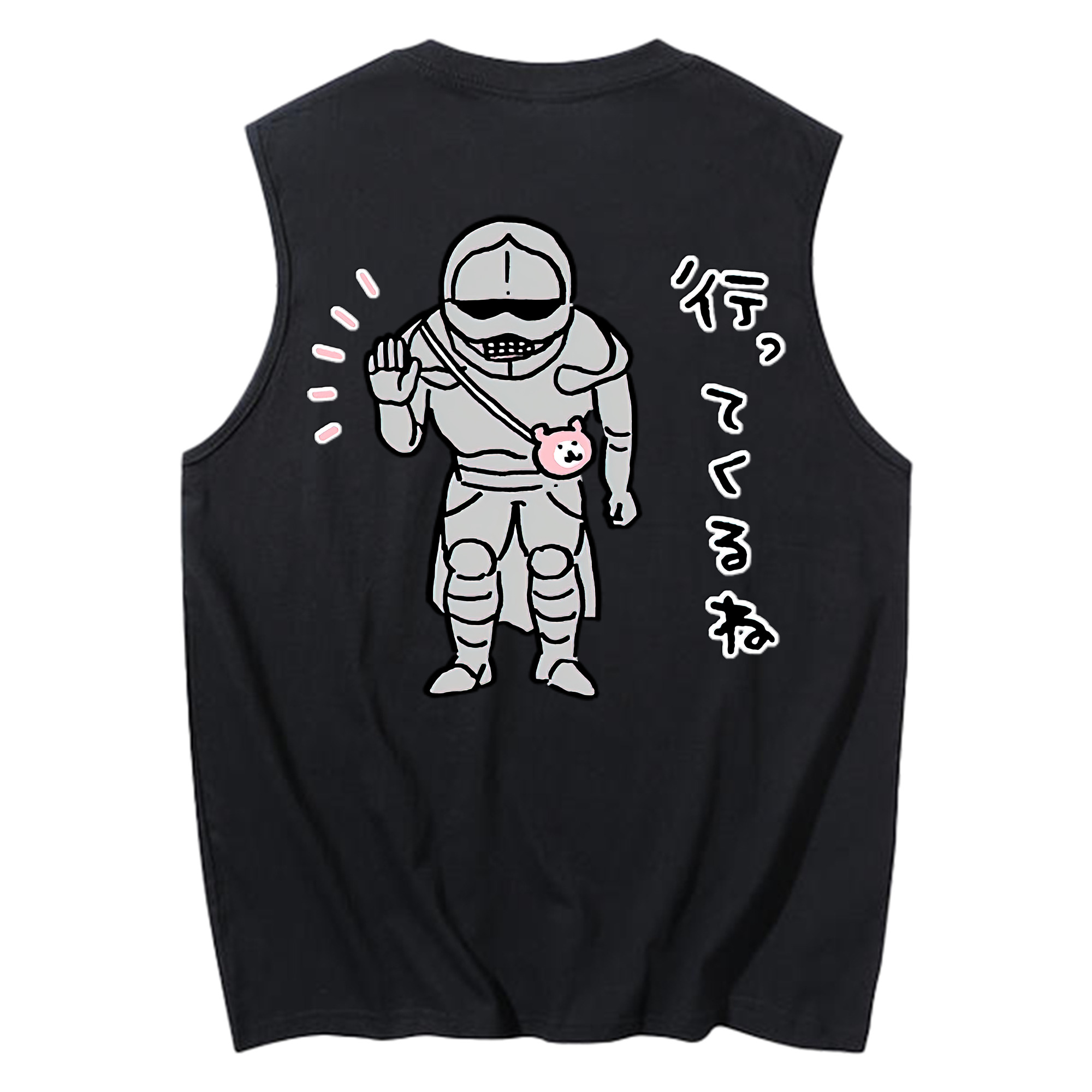 （画像用） ちいかわ 労働の鎧さん Chii-kawa Mr. Armor of Labor コットン100％タンクトップ（背面プリント）