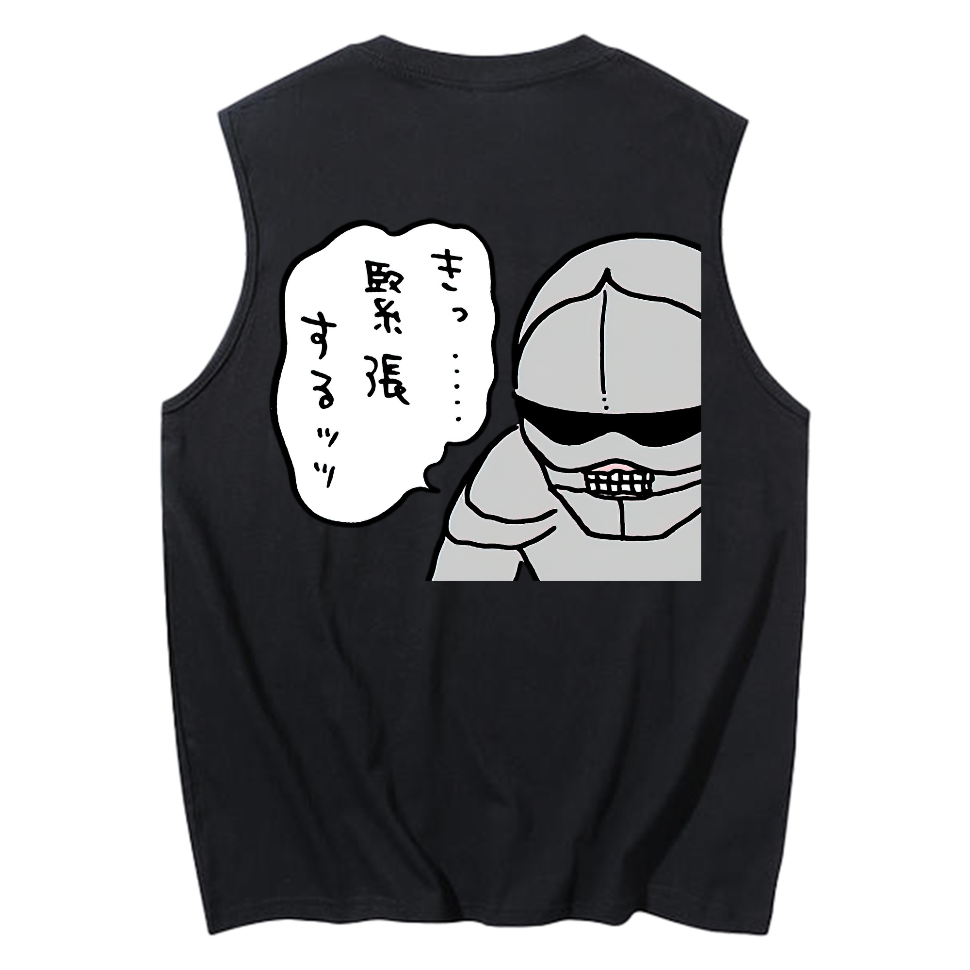 （画像用） ちいかわ 労働の鎧さん Chii-kawa Mr. Armor of Labor コットン100％タンクトップ（背面プリント）