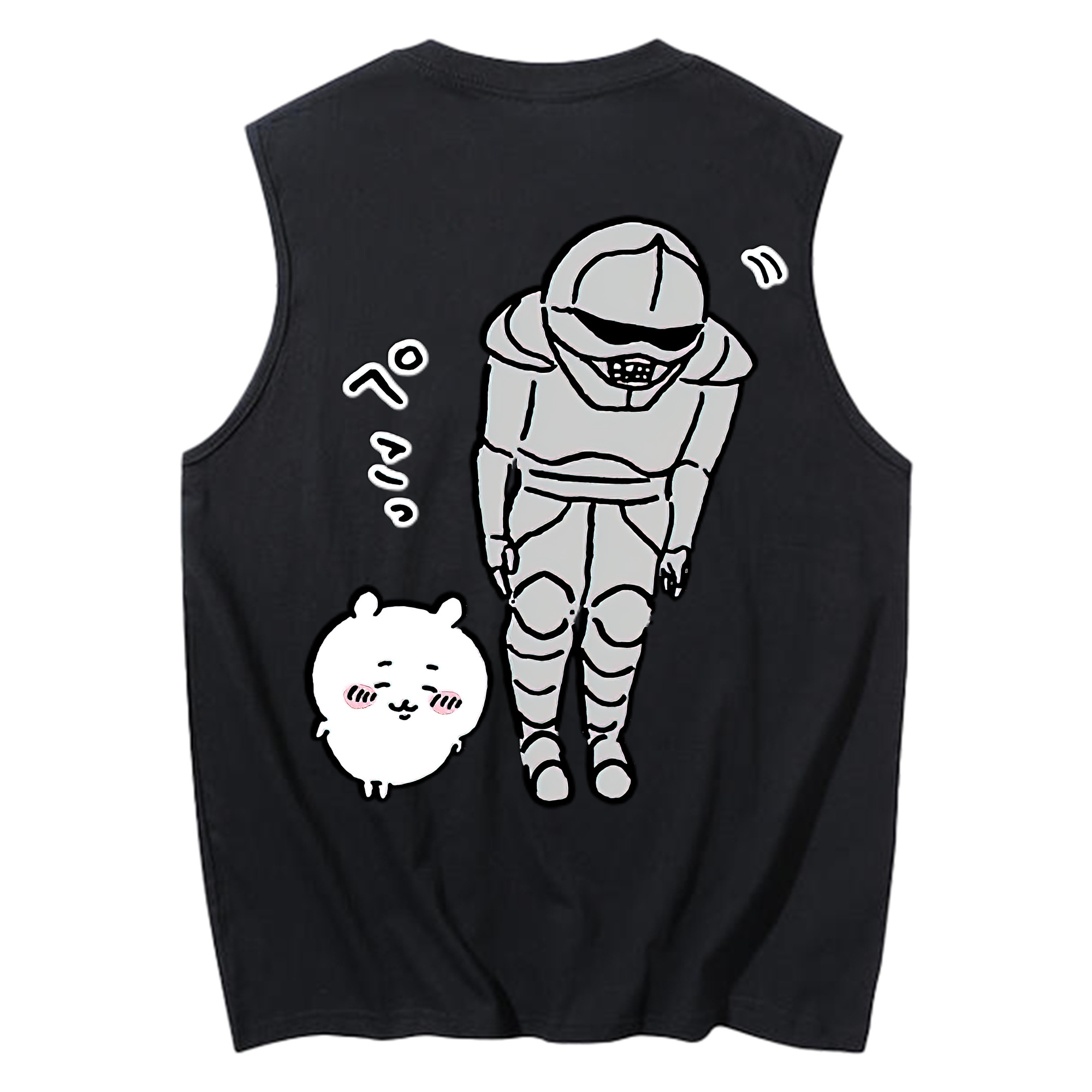 （画像用） ちいかわ 労働の鎧さん Chii-kawa Mr. Armor of Labor コットン100％タンクトップ（背面プリント）