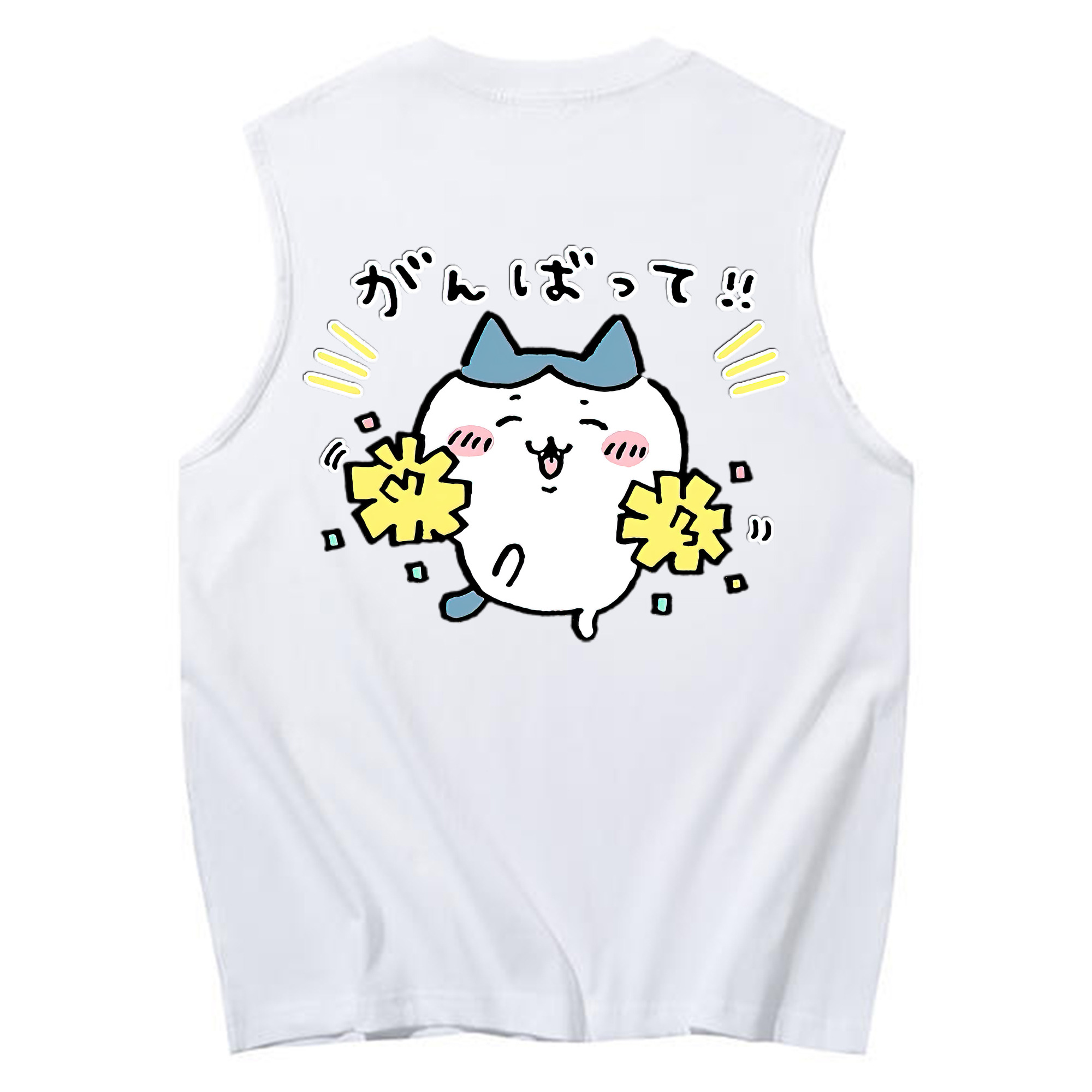 （画像用） ちいかわ ハチワレ Chii-kawa hachiware コットン100％タンクトップ（背面プリント）