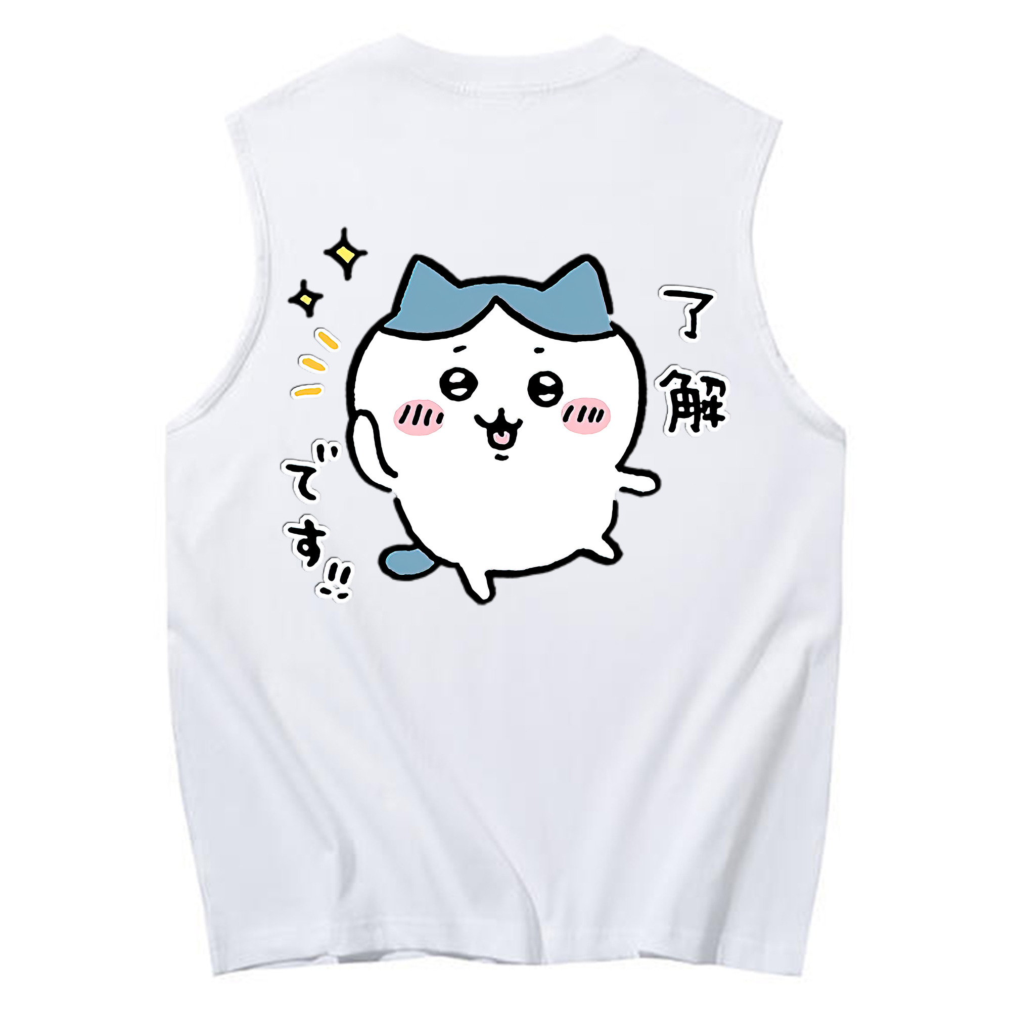 （画像用） ちいかわ ハチワレ Chii-kawa hachiware コットン100％タンクトップ（背面プリント）