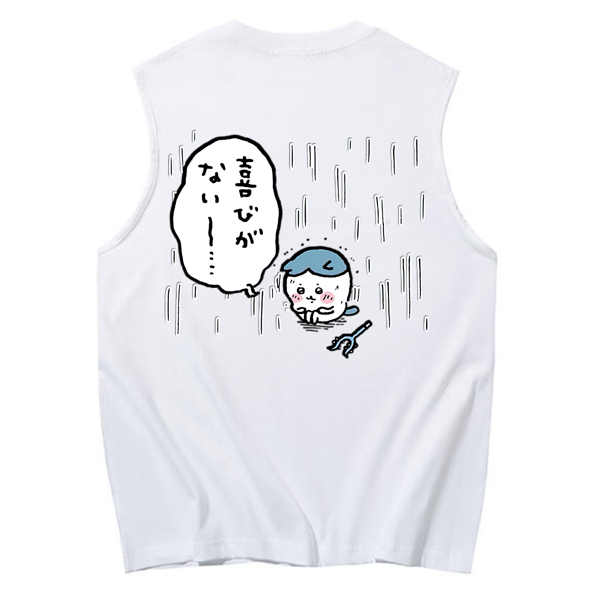 （画像用） ちいかわ ハチワレ Chii-kawa hachiware コットン100％タンクトップ（背面プリント）
