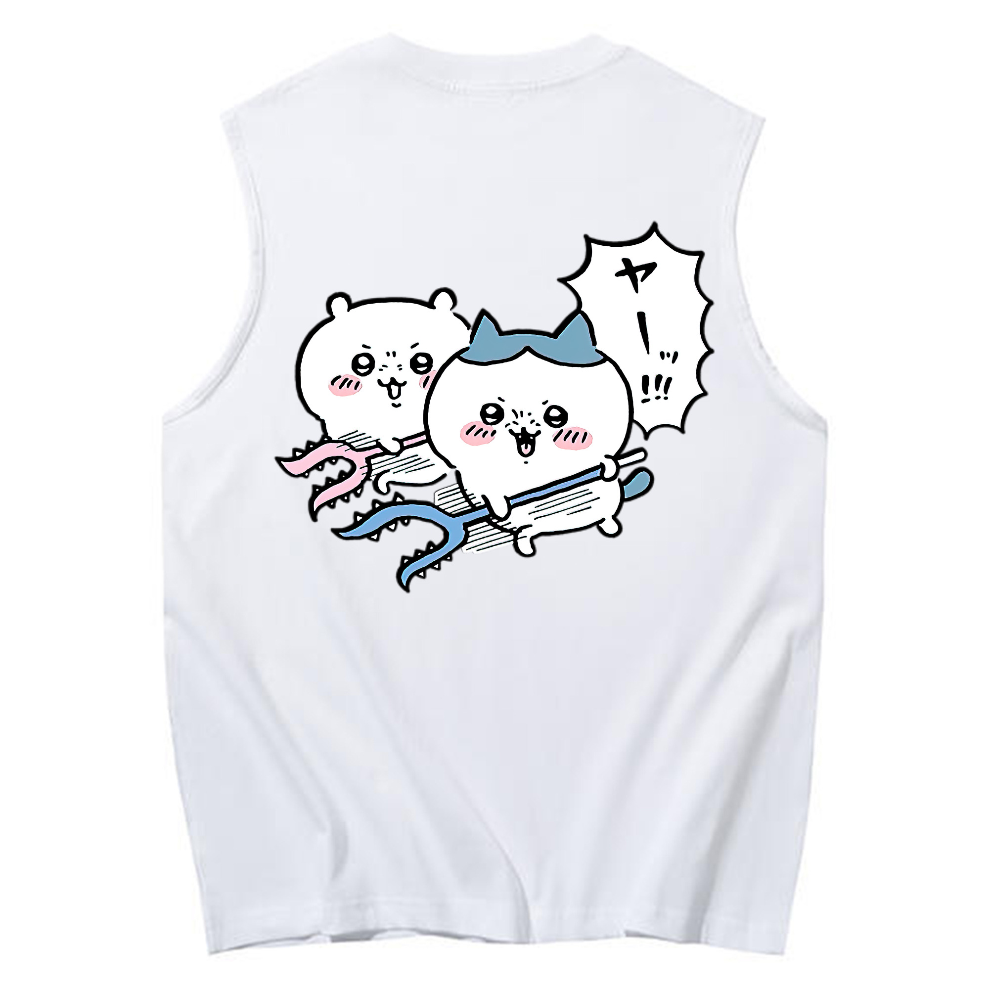 （画像用） ちいかわ ハチワレ Chii-kawa hachiware コットン100％タンクトップ（背面プリント）