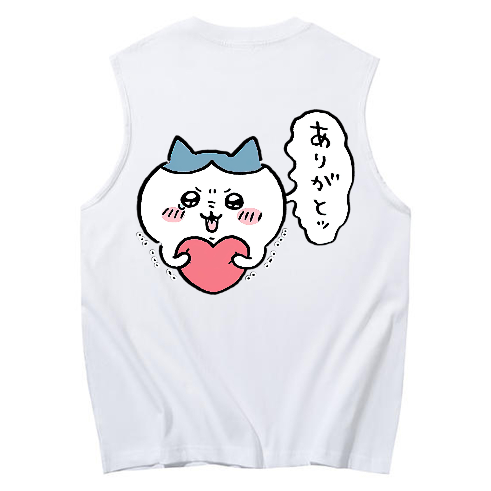 （画像用） ちいかわ ハチワレ Chii-kawa hachiware コットン100％タンクトップ（背面プリント）