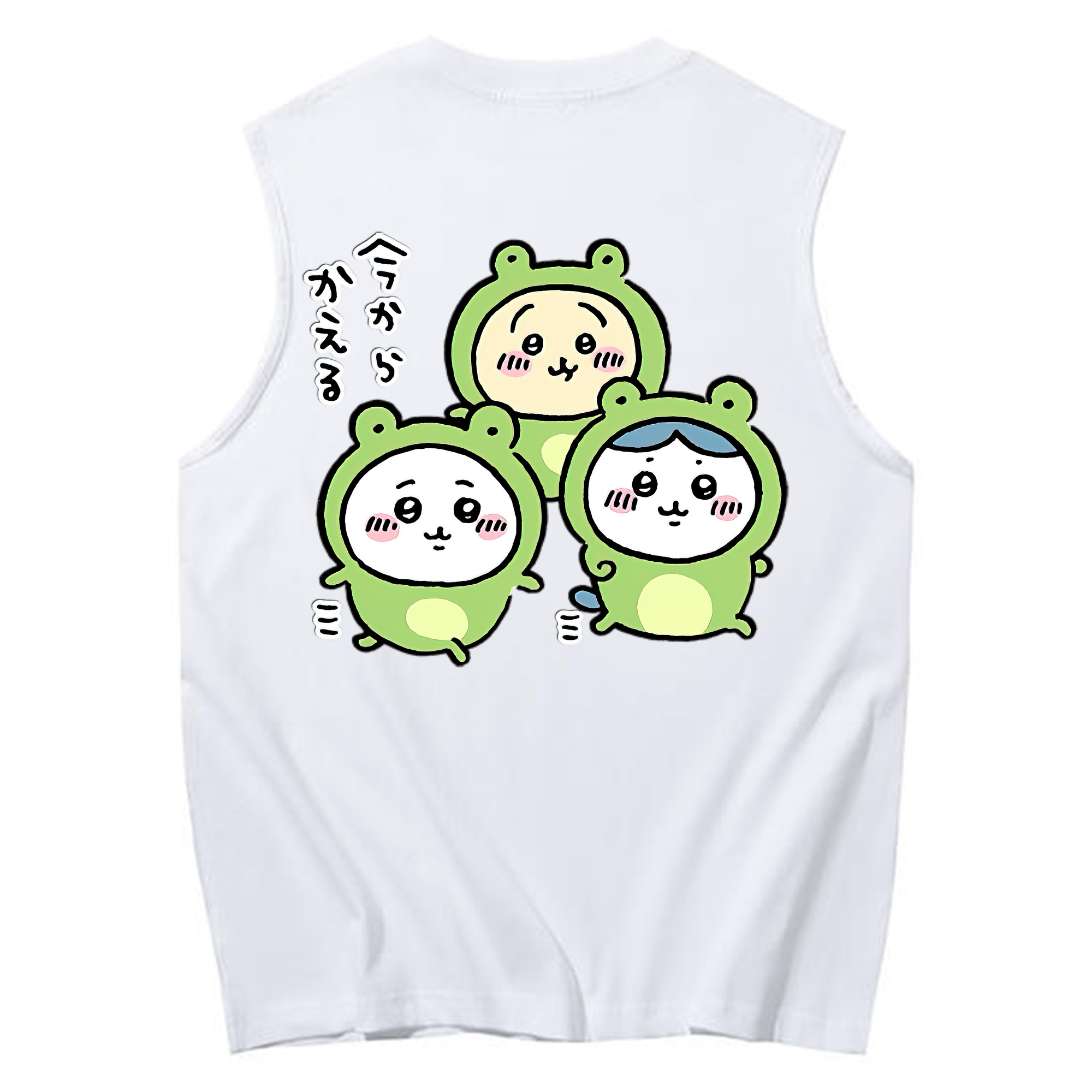 （画像用） ちいかわ ハチワレ Chii-kawa hachiware コットン100％タンクトップ（背面プリント）