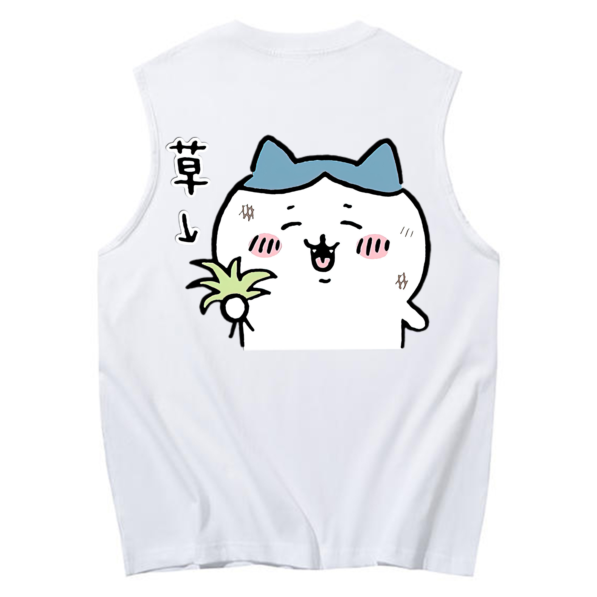 （画像用） ちいかわ ハチワレ Chii-kawa hachiware コットン100％タンクトップ（背面プリント）