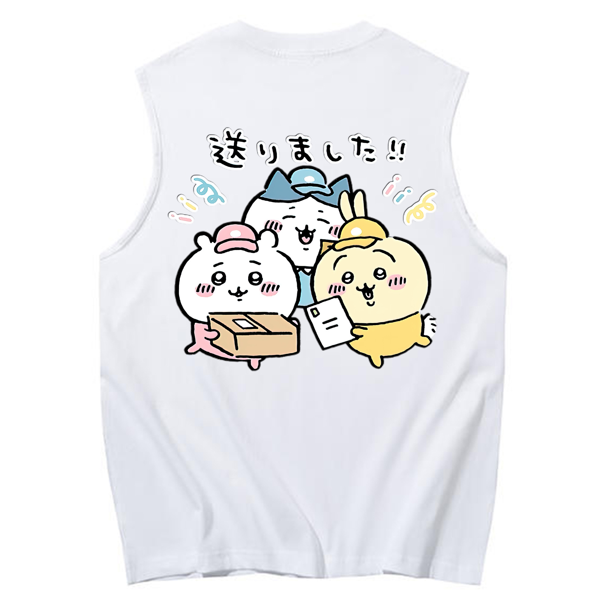 （画像用） ちいかわ ハチワレ Chii-kawa hachiware コットン100％タンクトップ（背面プリント）