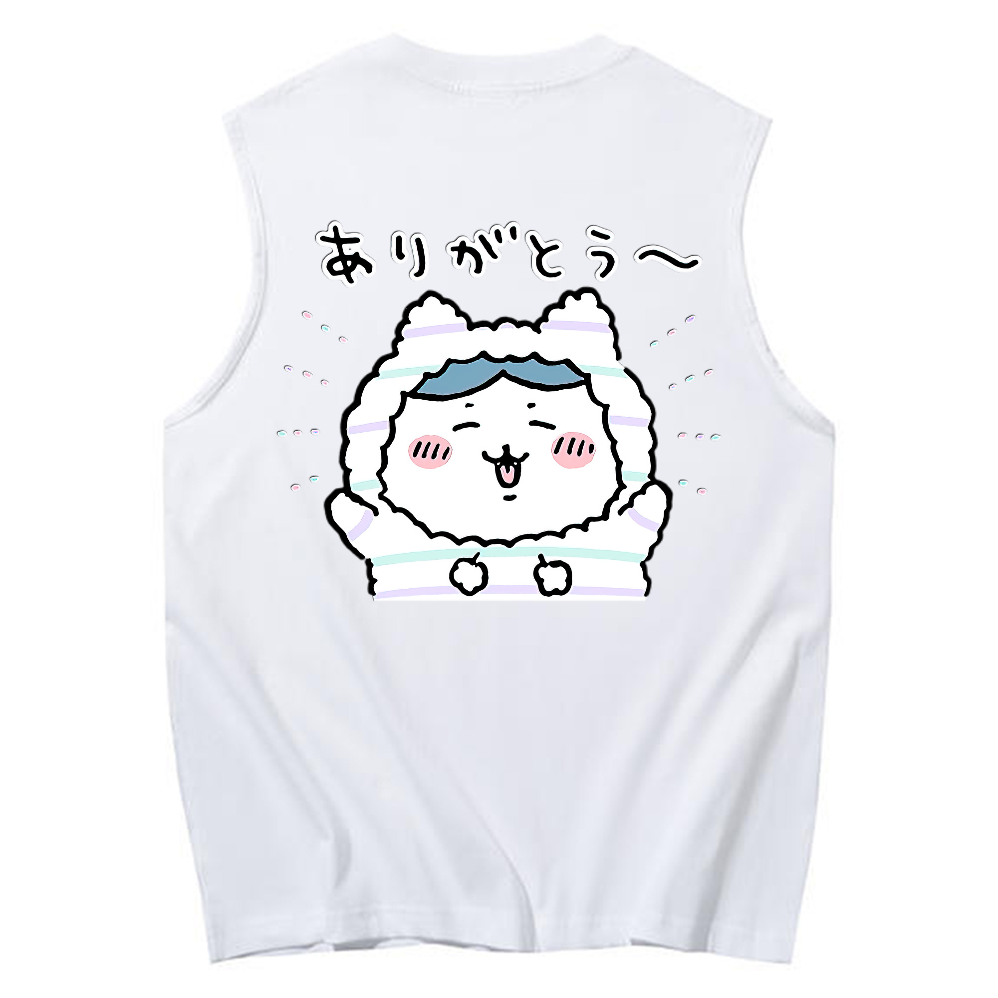 （画像用） ちいかわ ハチワレ Chii-kawa hachiware コットン100％タンクトップ（背面プリント）