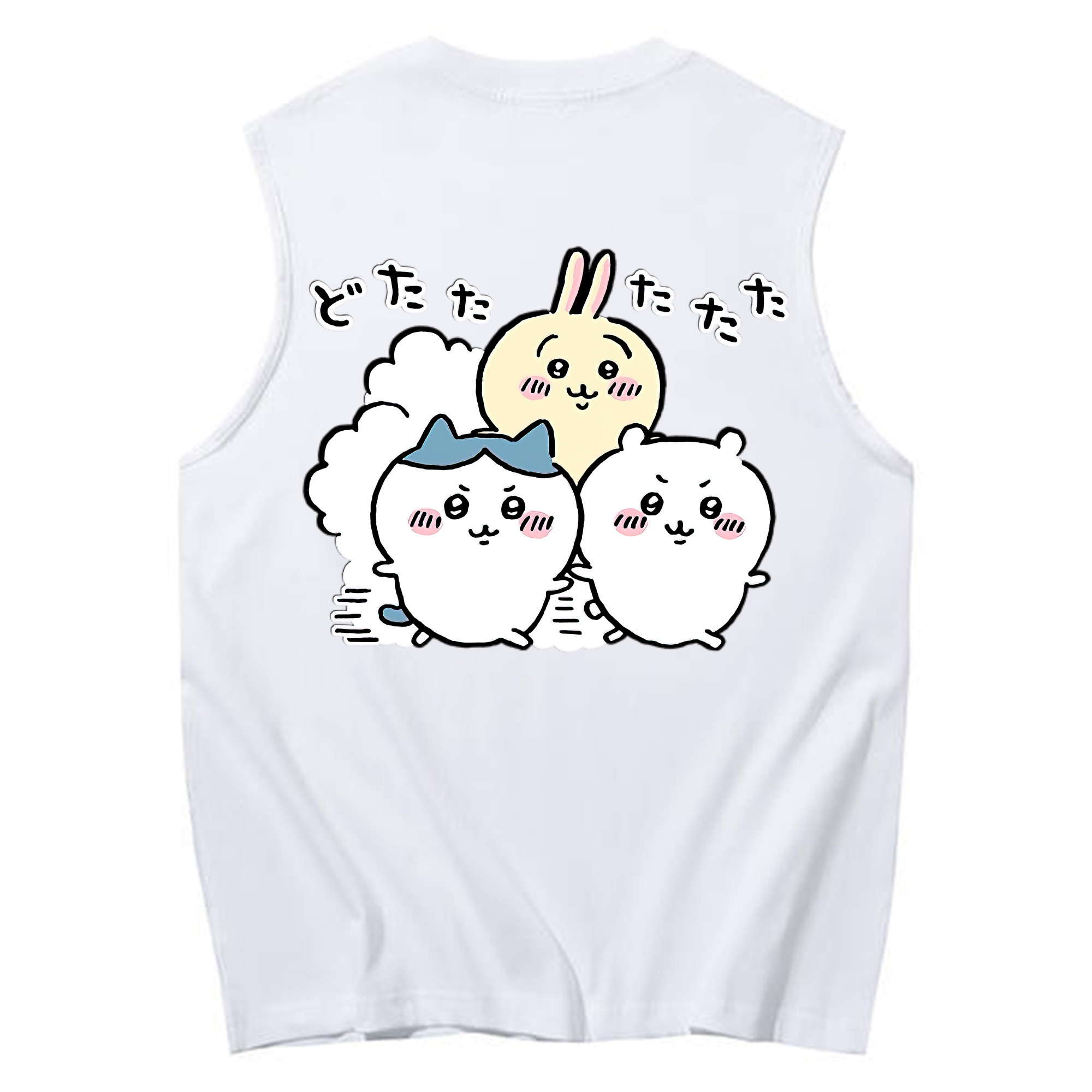 （画像用） ちいかわ ハチワレ Chii-kawa hachiware コットン100％タンクトップ（背面プリント）