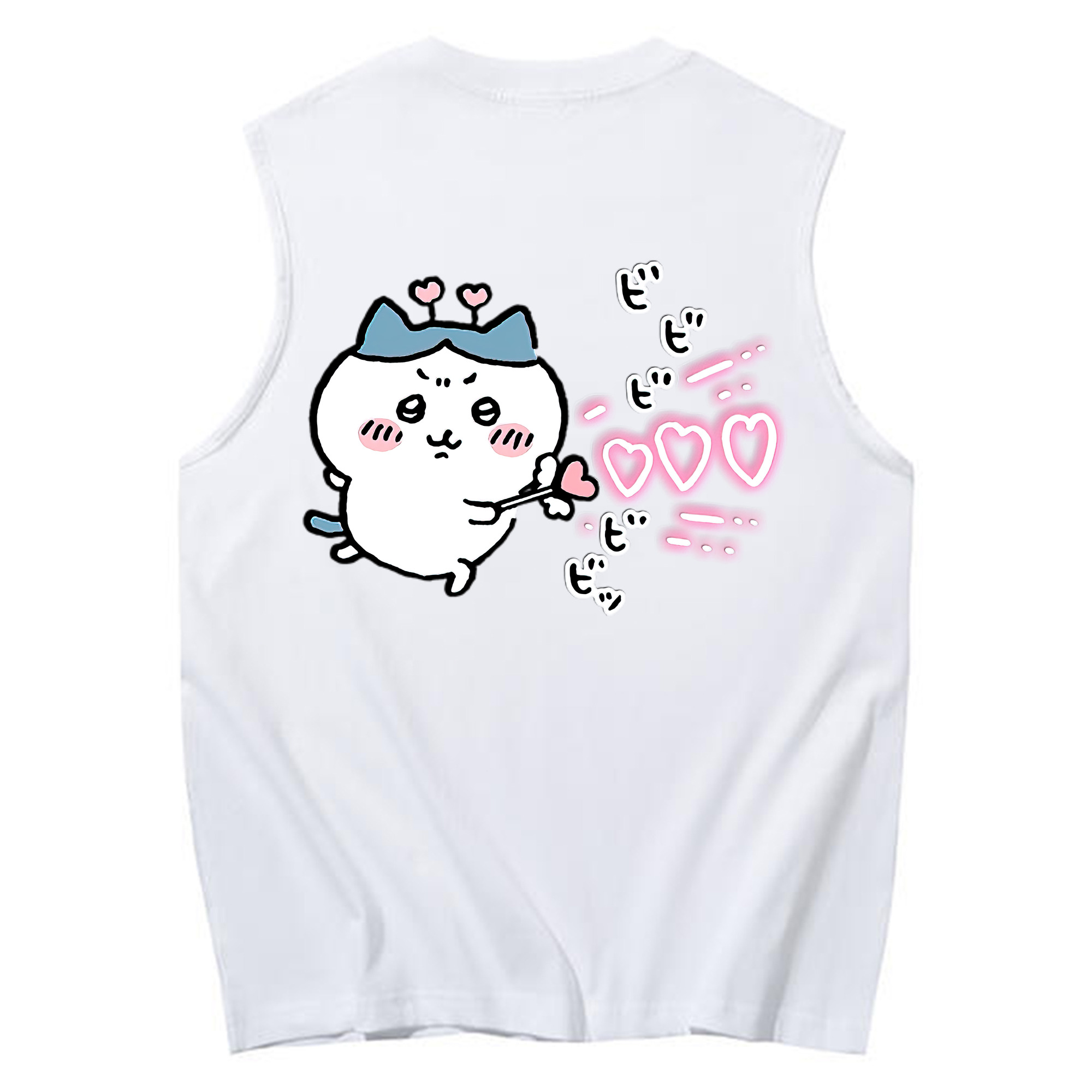 （画像用） ちいかわ ハチワレ Chii-kawa hachiware コットン100％タンクトップ（背面プリント）