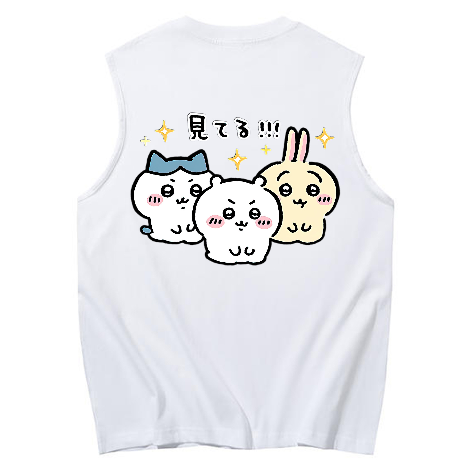 （画像用） ちいかわ ハチワレ Chii-kawa hachiware コットン100％タンクトップ（背面プリント）