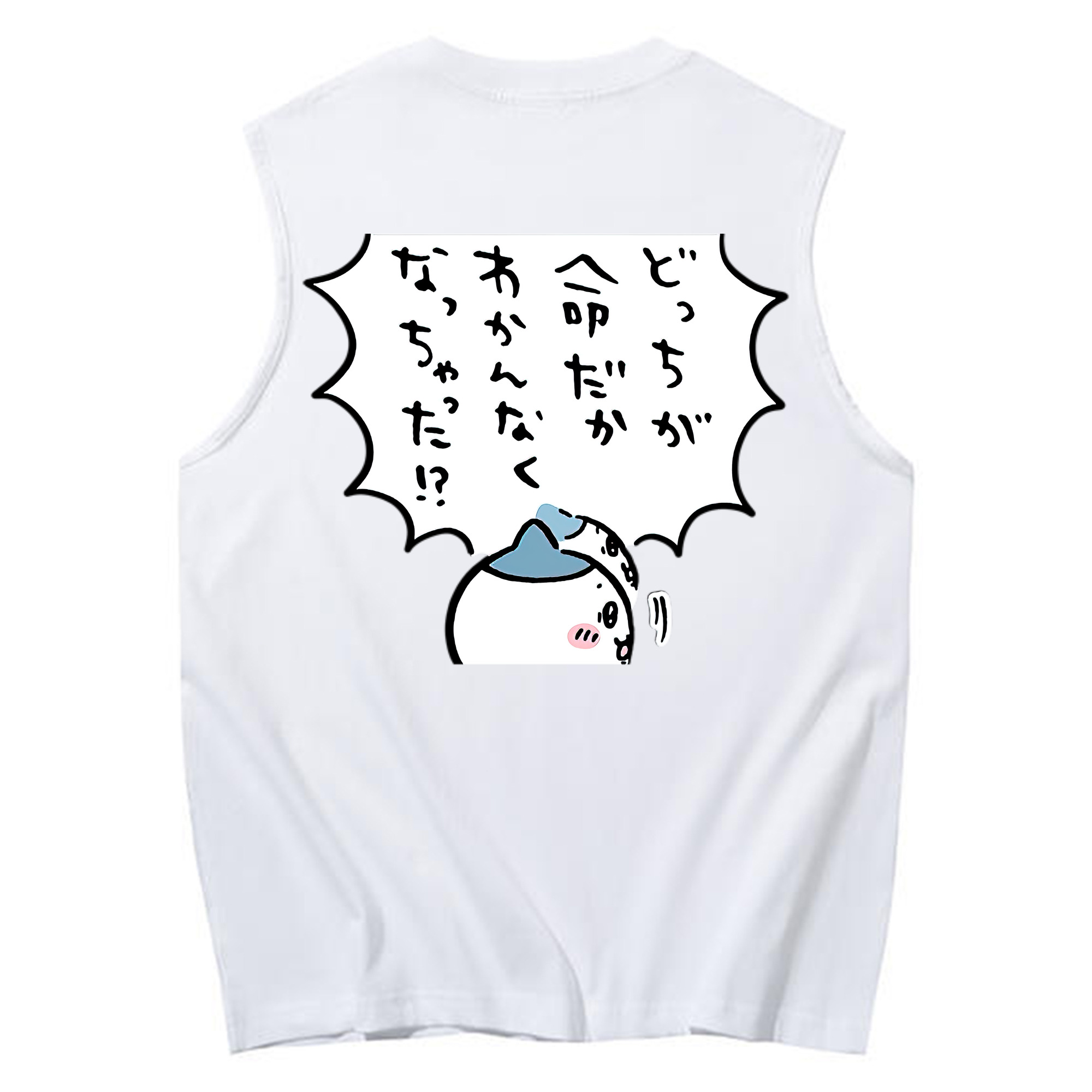 （画像用） ちいかわ ハチワレ Chii-kawa hachiware コットン100％タンクトップ（背面プリント）