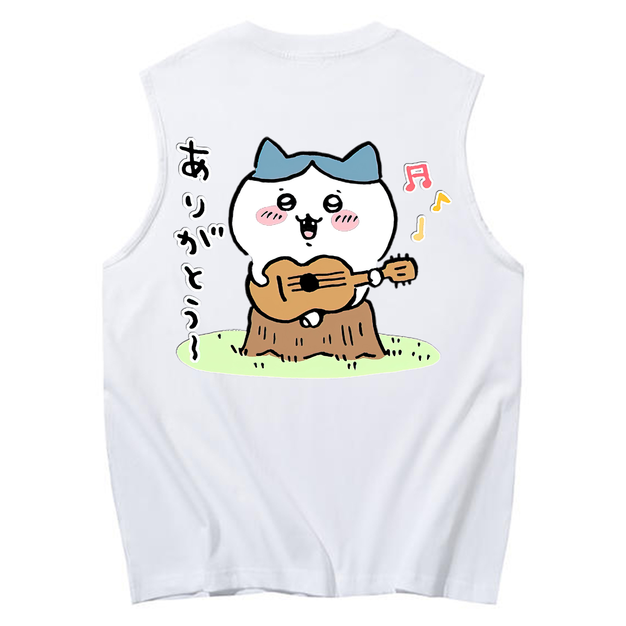 （画像用） ちいかわ ハチワレ Chii-kawa hachiware コットン100％タンクトップ（背面プリント）
